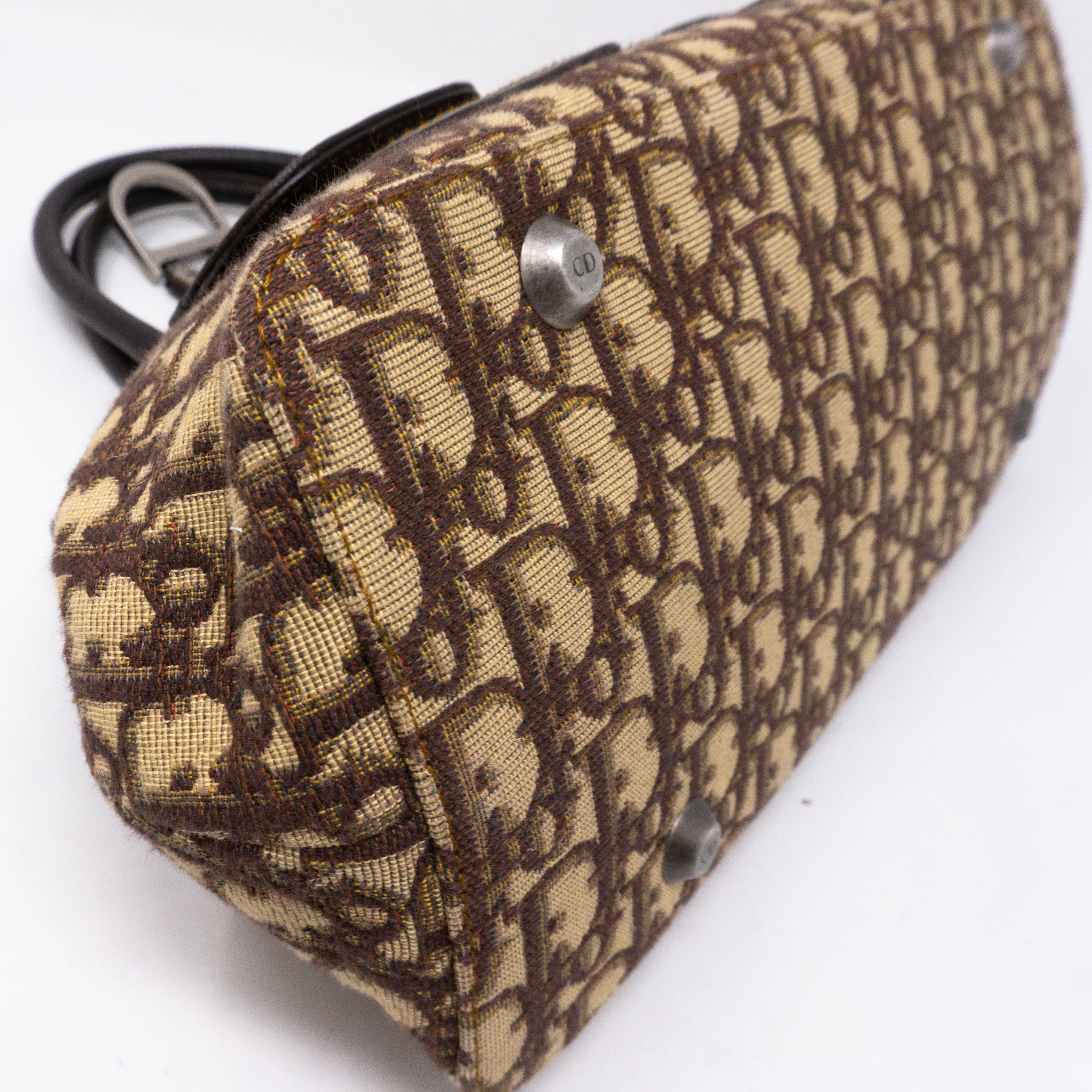 Flight Satchel Bag Brown Dior Oblique