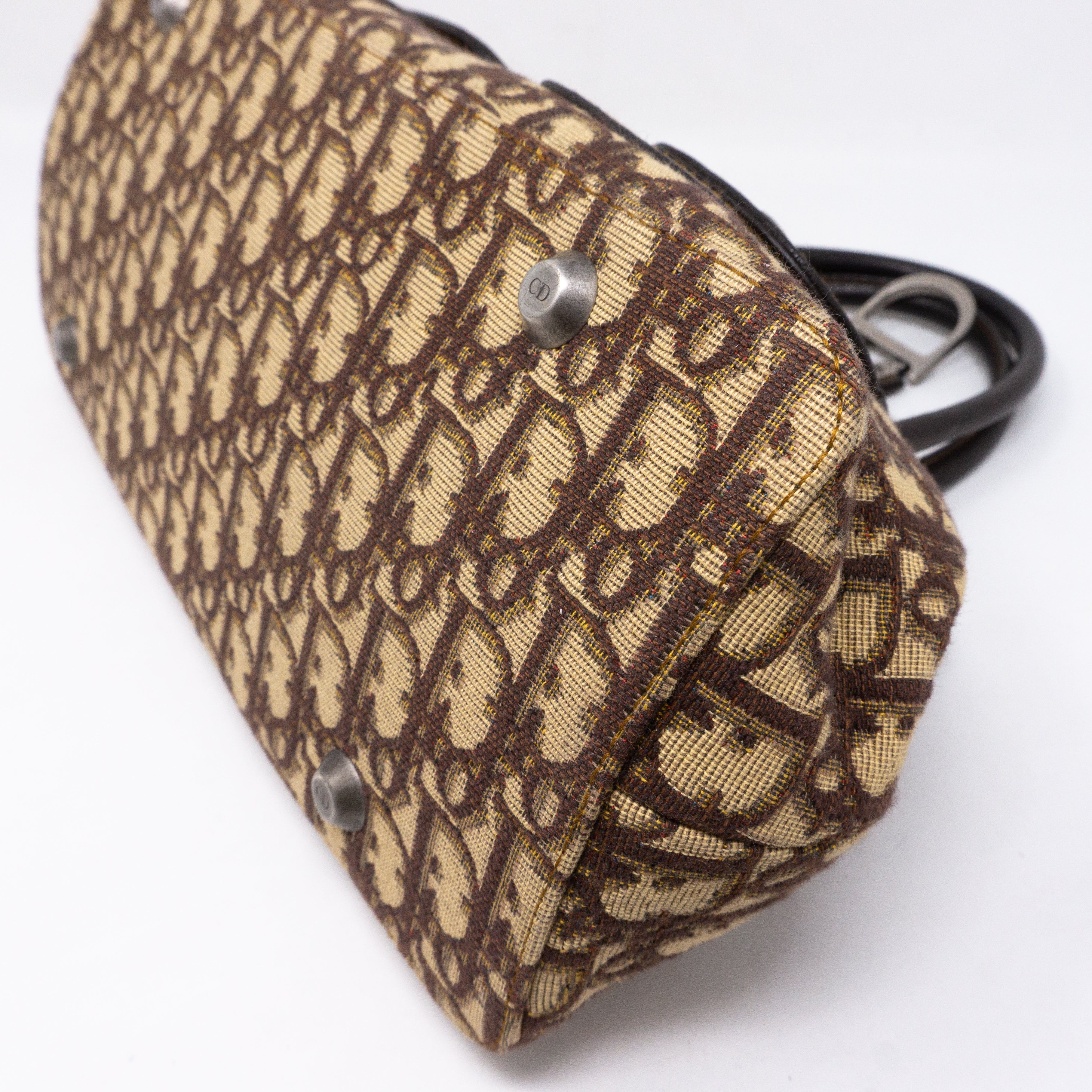 Flight Satchel Bag Brown Dior Oblique