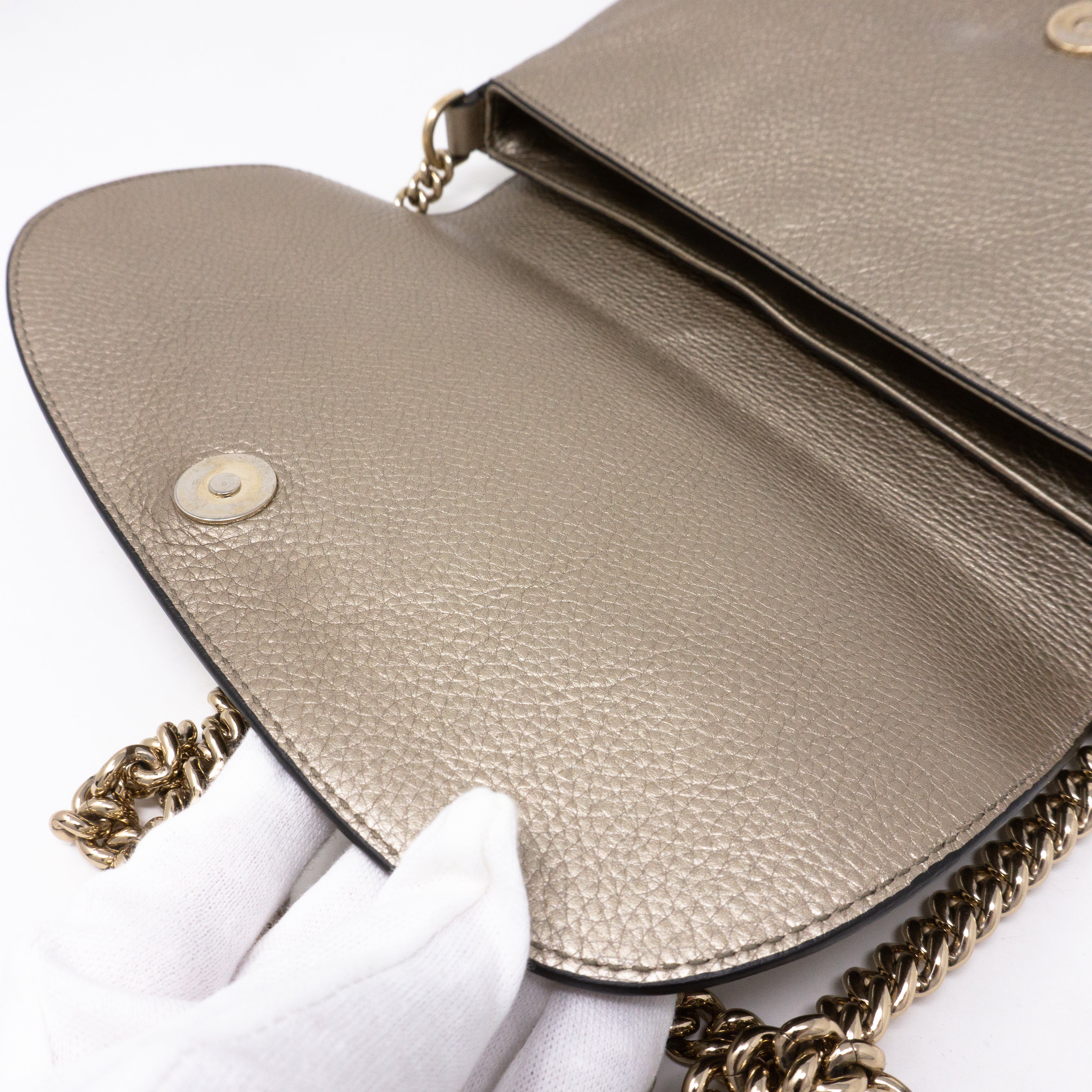 Soho Flap Chain Bag Champagne Leather