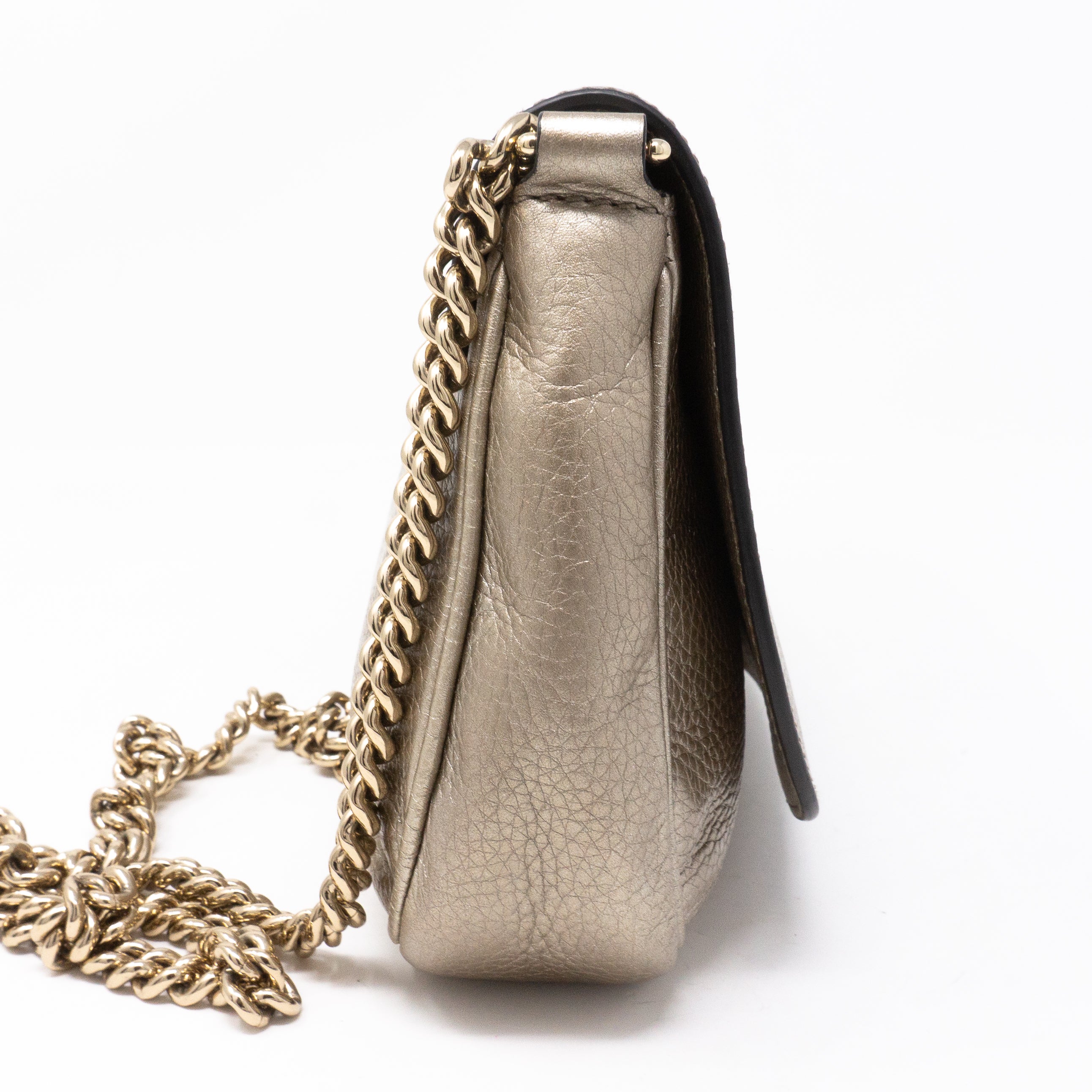 Soho Flap Chain Bag Champagne Leather