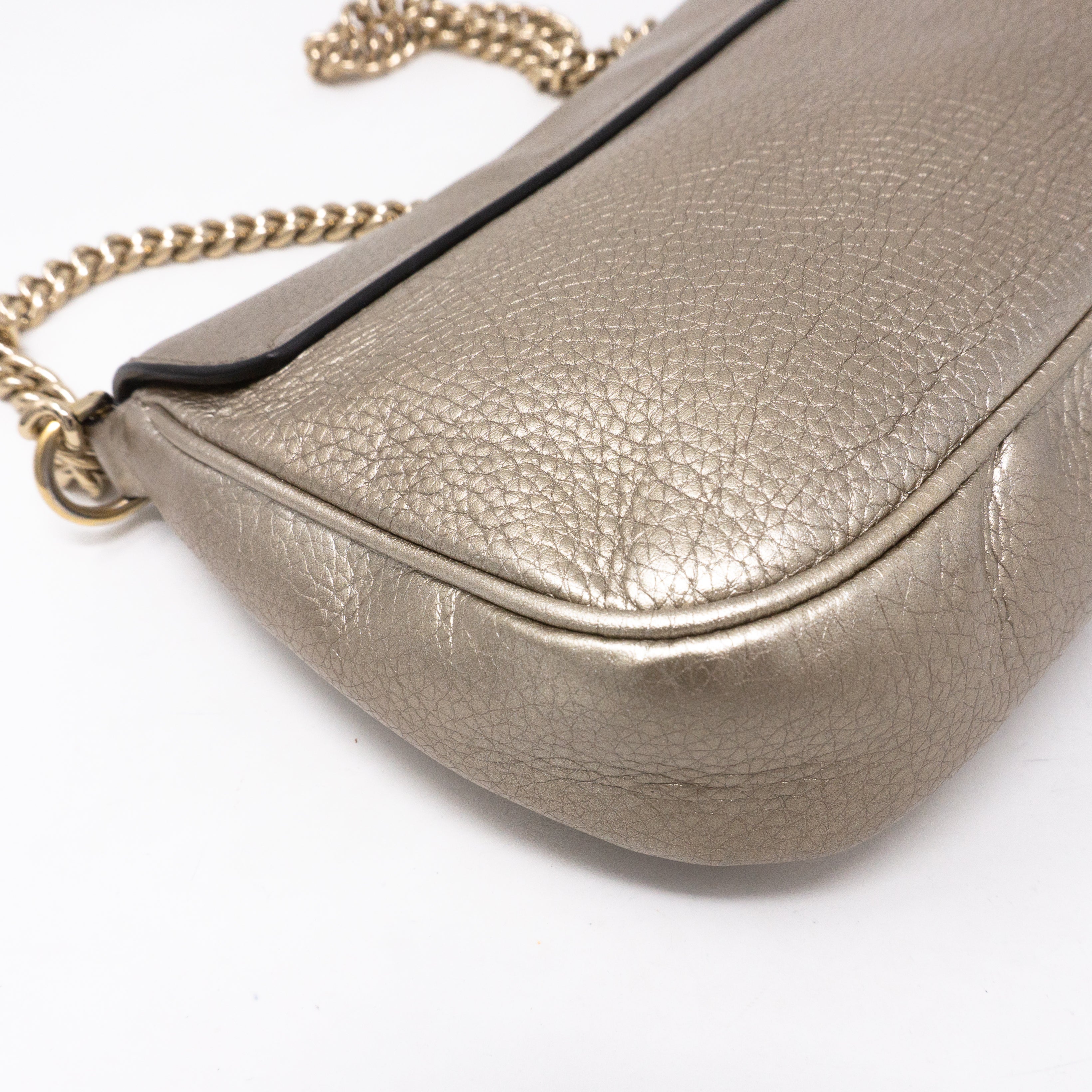 Soho Flap Chain Bag Champagne Leather