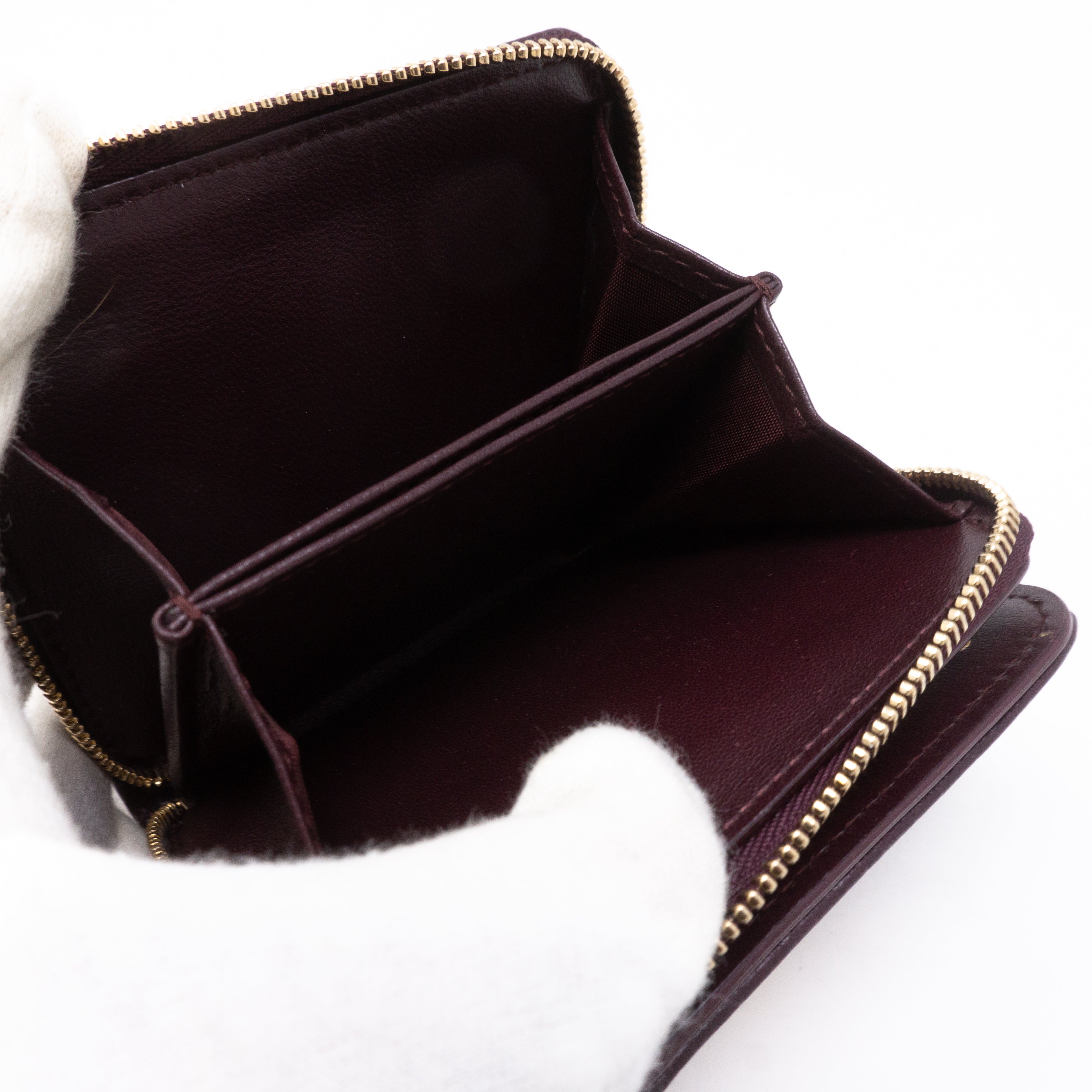 Diorama Compact Wallet Burgundy Leather