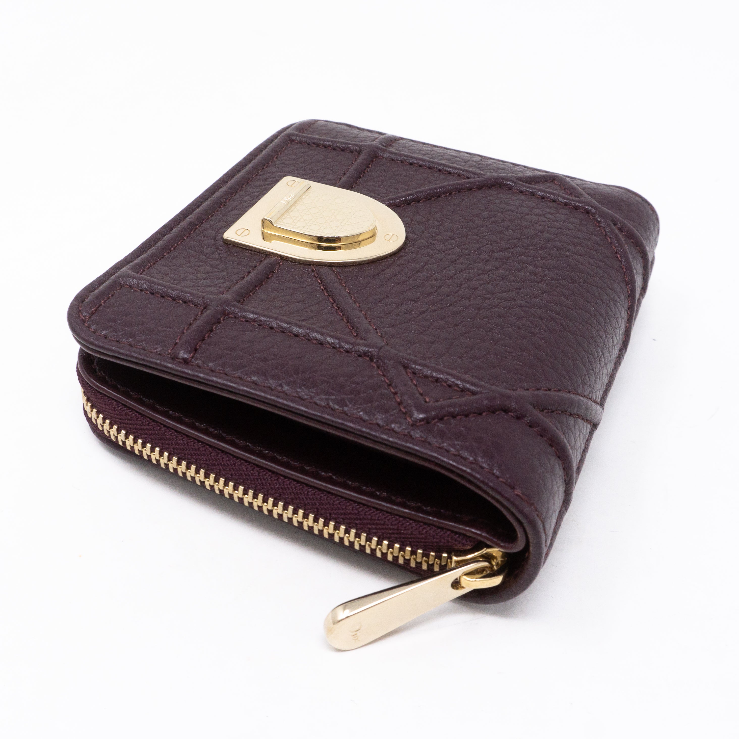 Diorama Compact Wallet Burgundy Leather