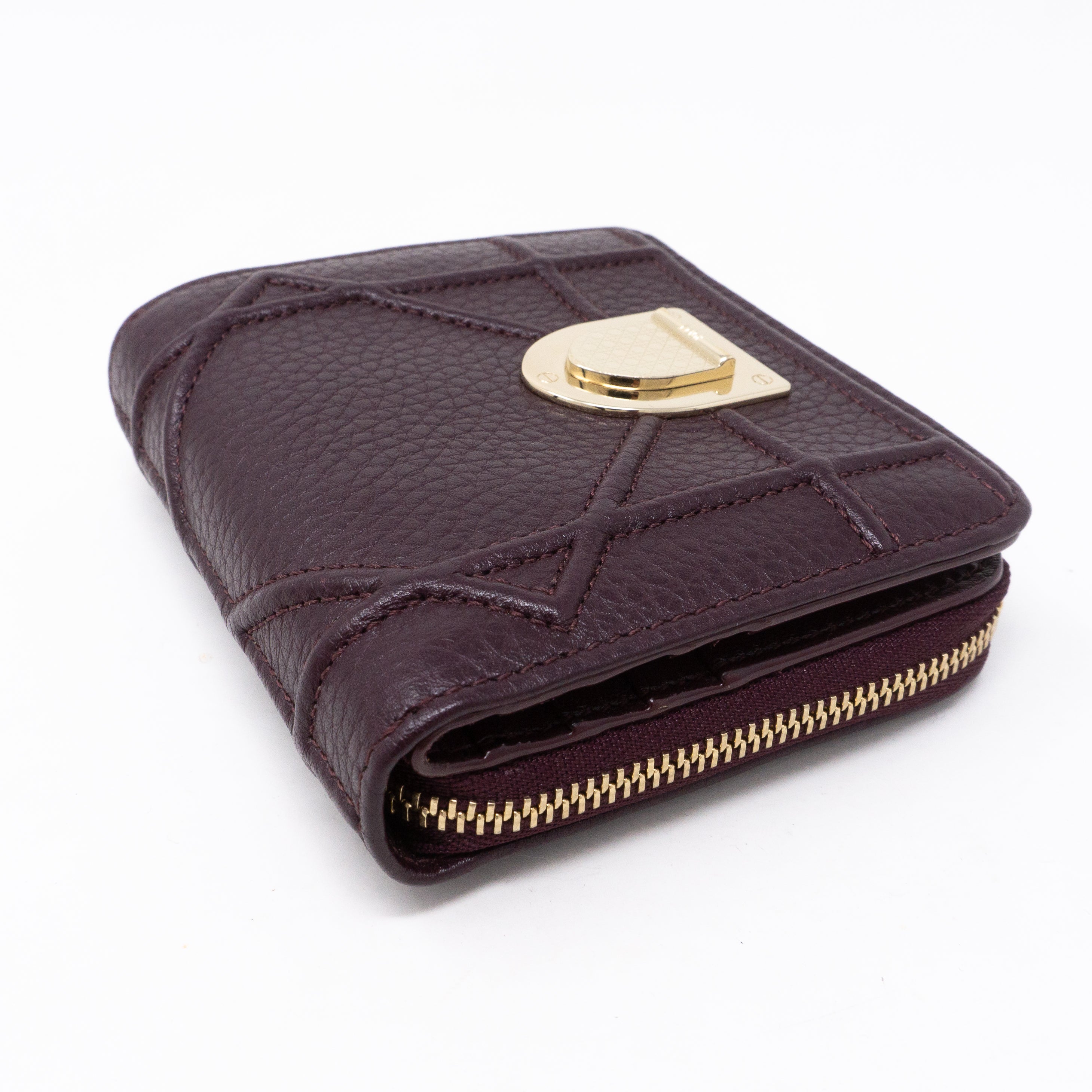 Diorama Compact Wallet Burgundy Leather