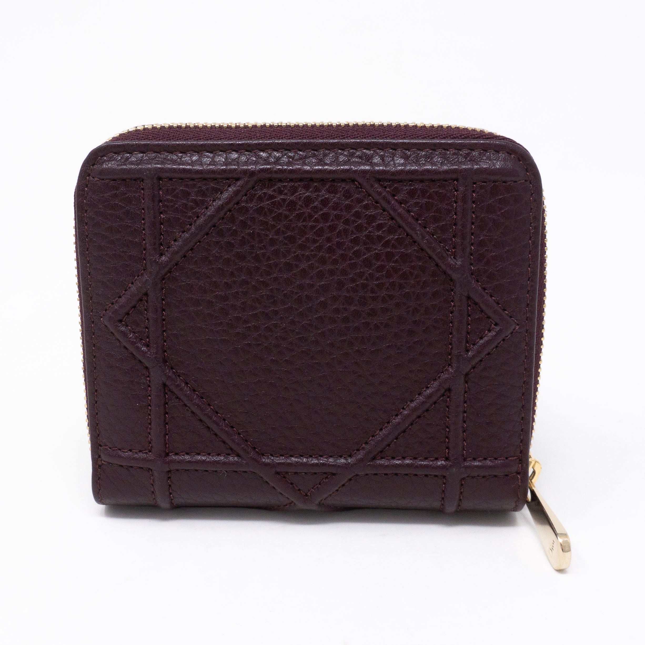 Diorama Compact Wallet Burgundy Leather