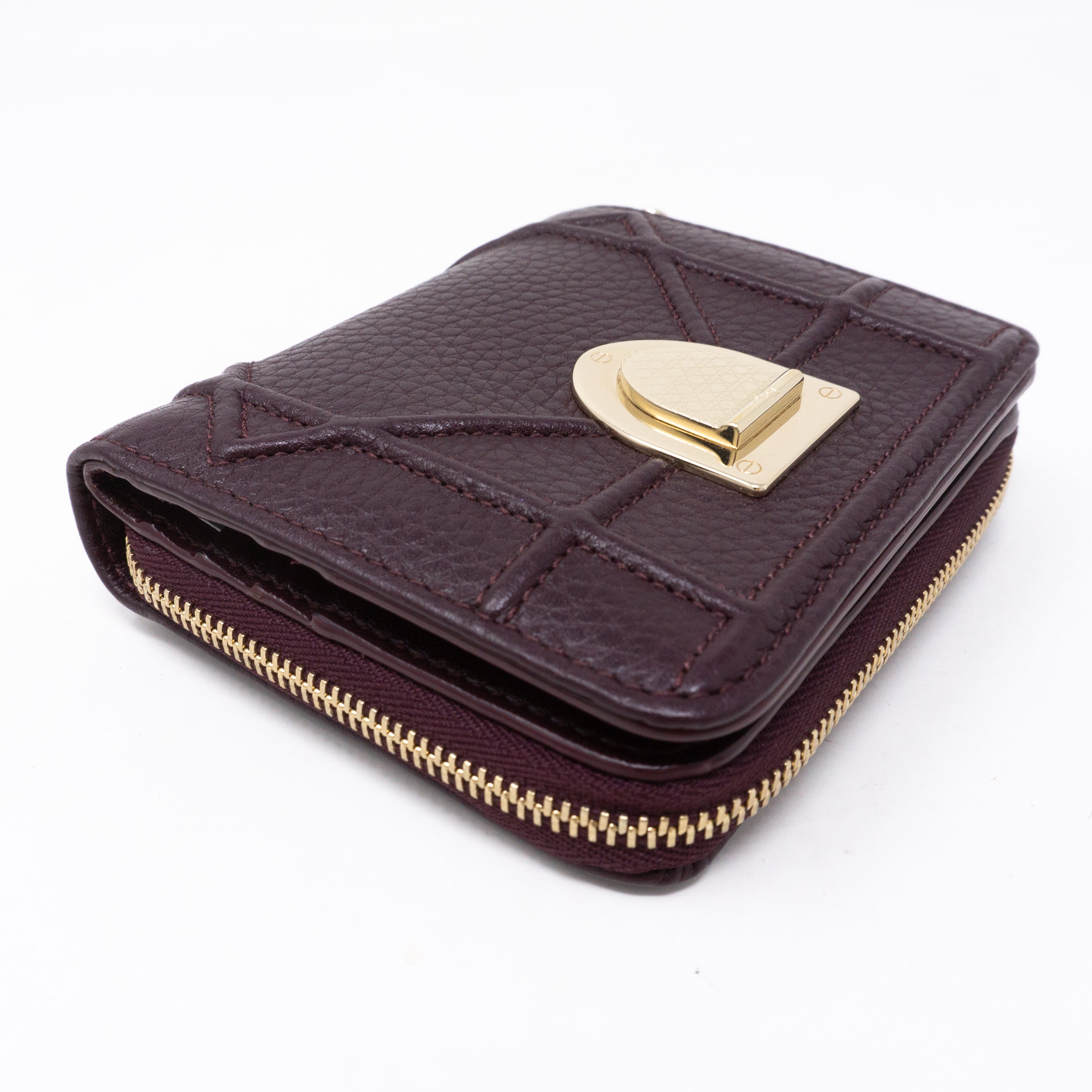 Diorama Compact Wallet Burgundy Leather