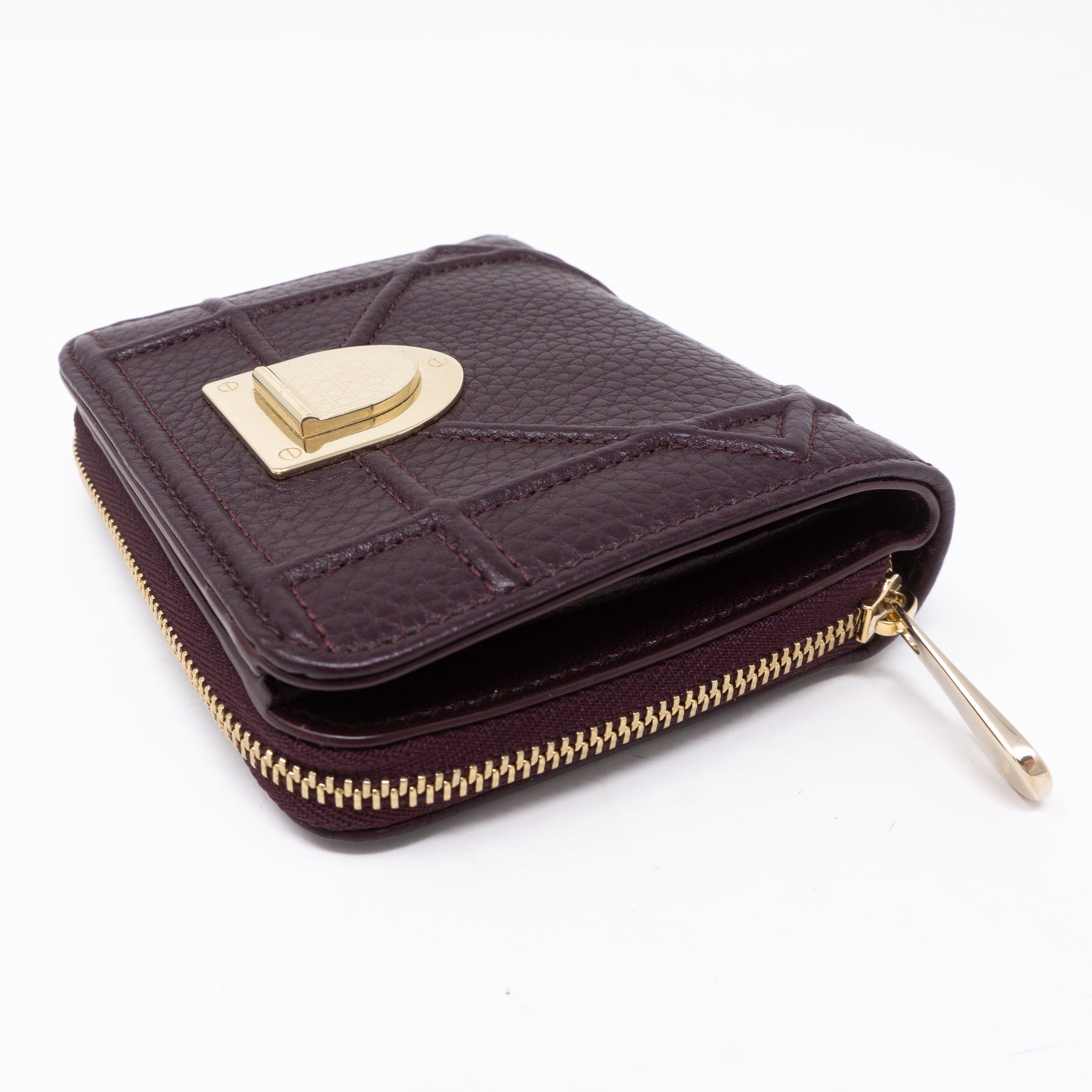 Diorama Compact Wallet Burgundy Leather