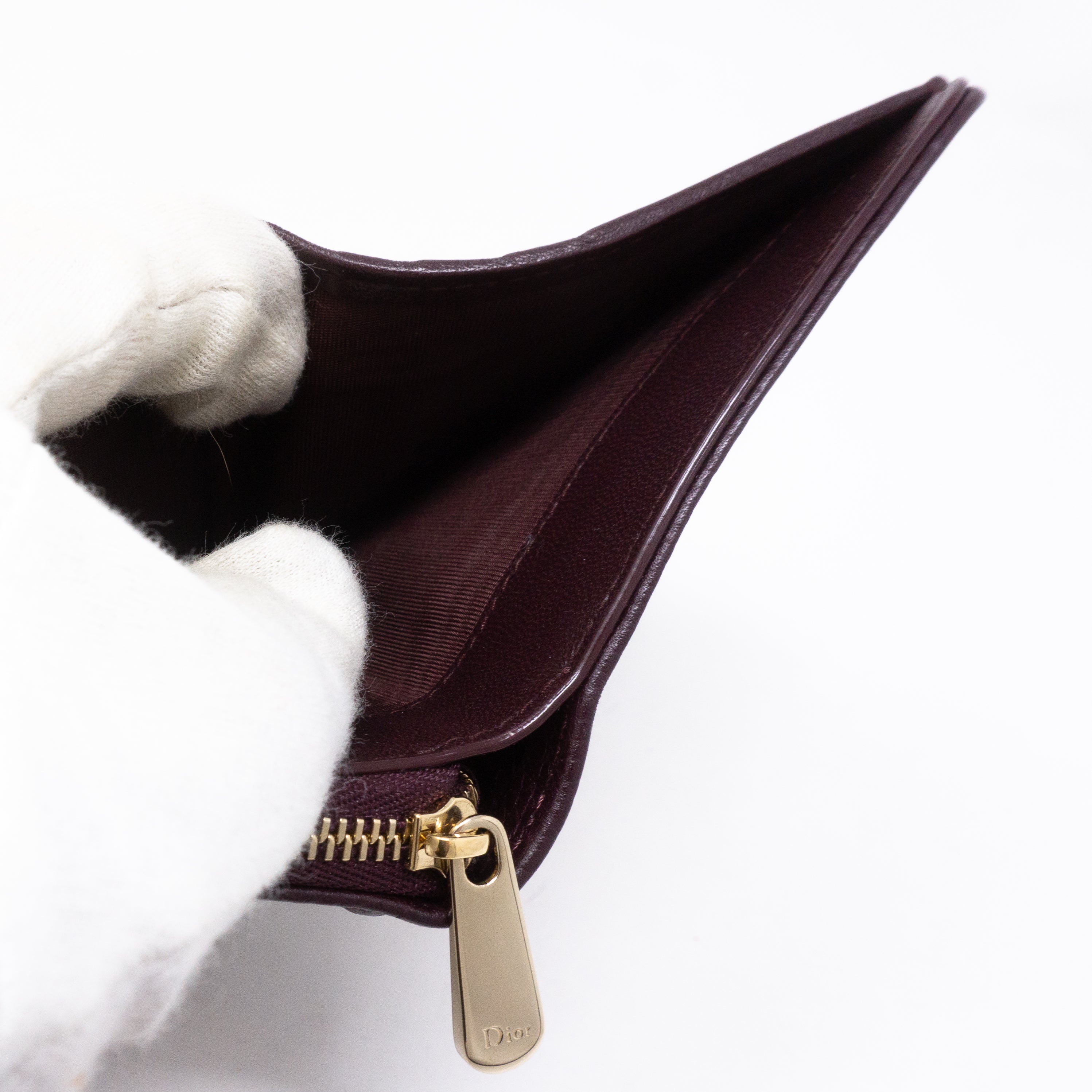 Diorama Compact Wallet Burgundy Leather