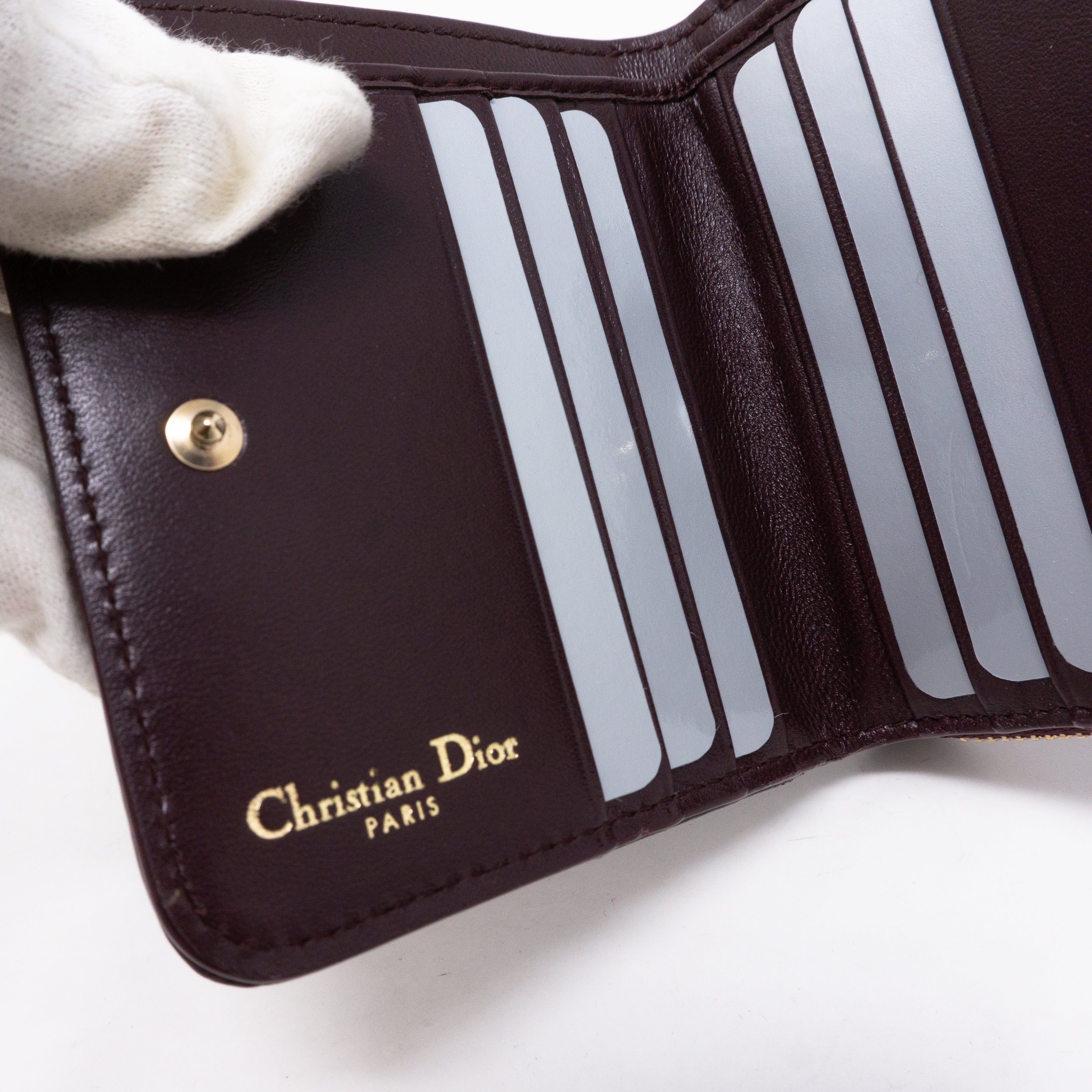 Diorama Compact Wallet Burgundy Leather