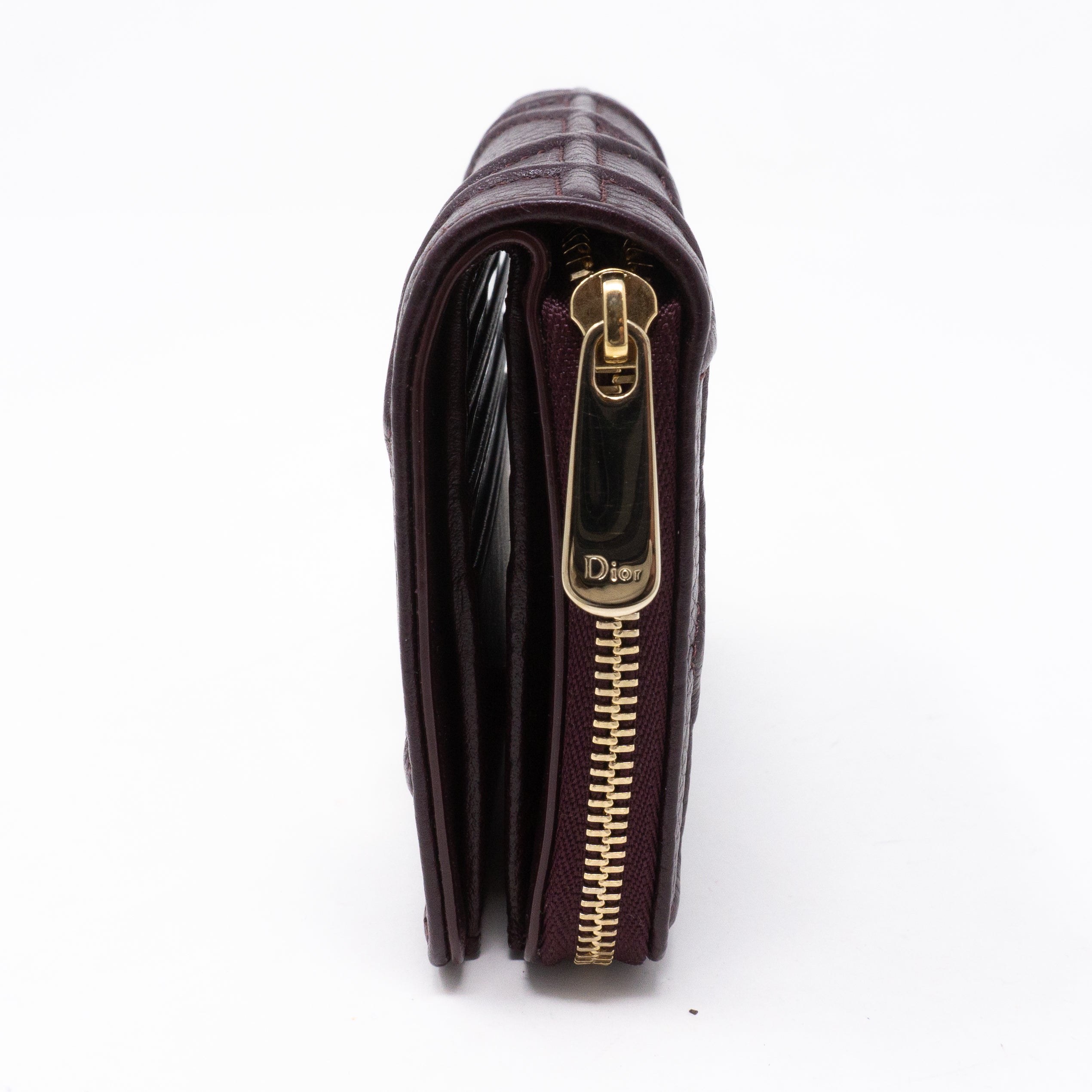 Diorama Compact Wallet Burgundy Leather