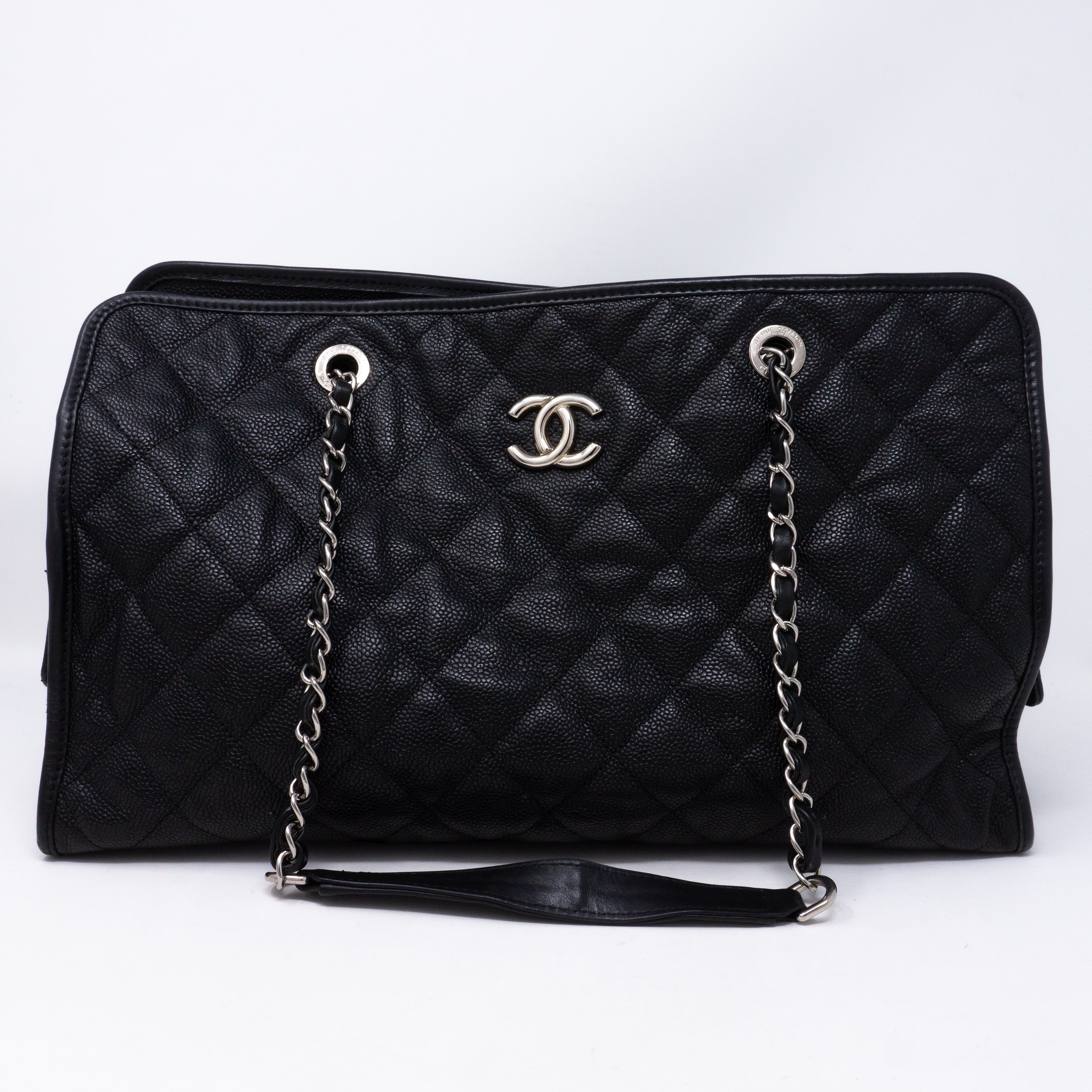 Quilted Shopping Tote Black Caviar