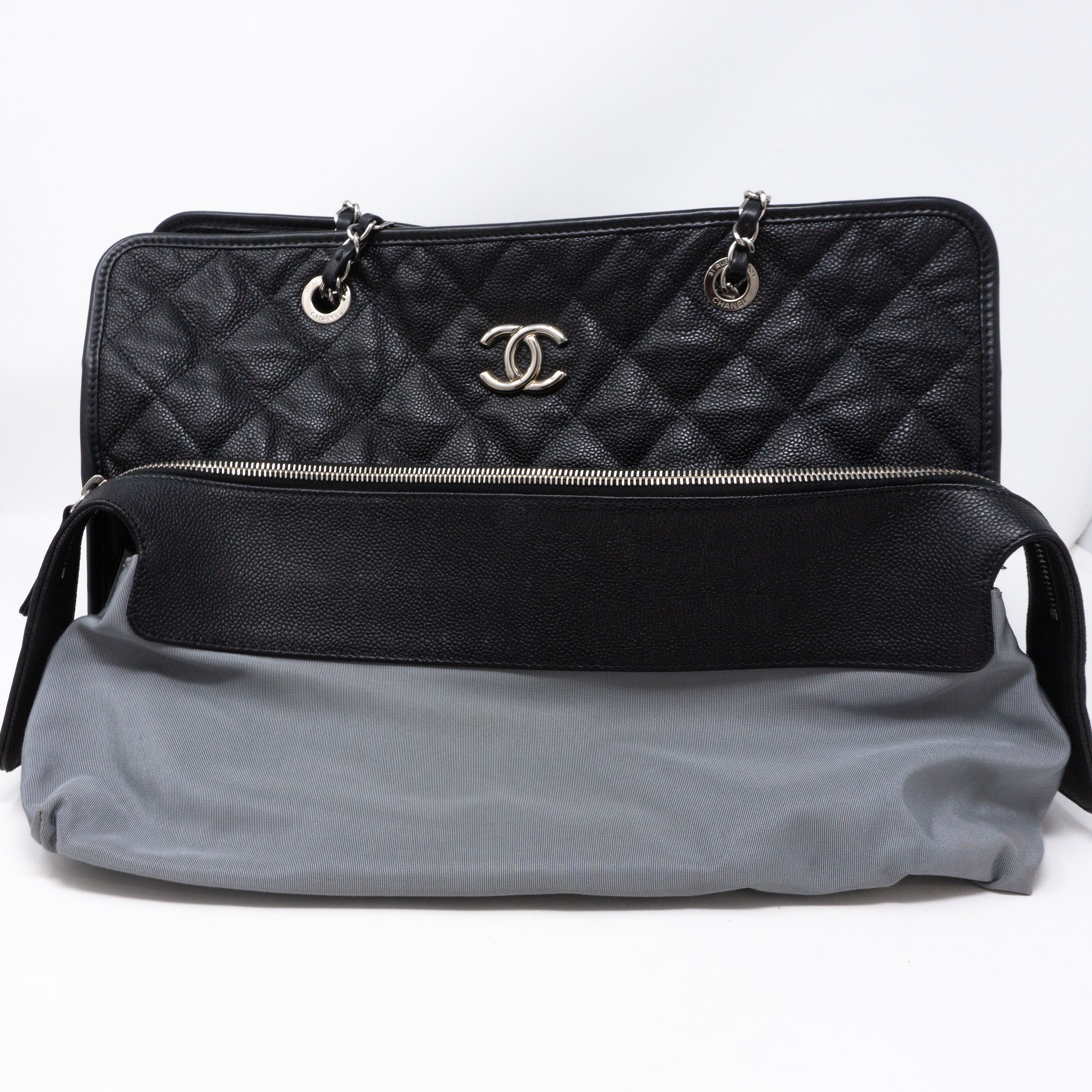 Quilted Shopping Tote Black Caviar