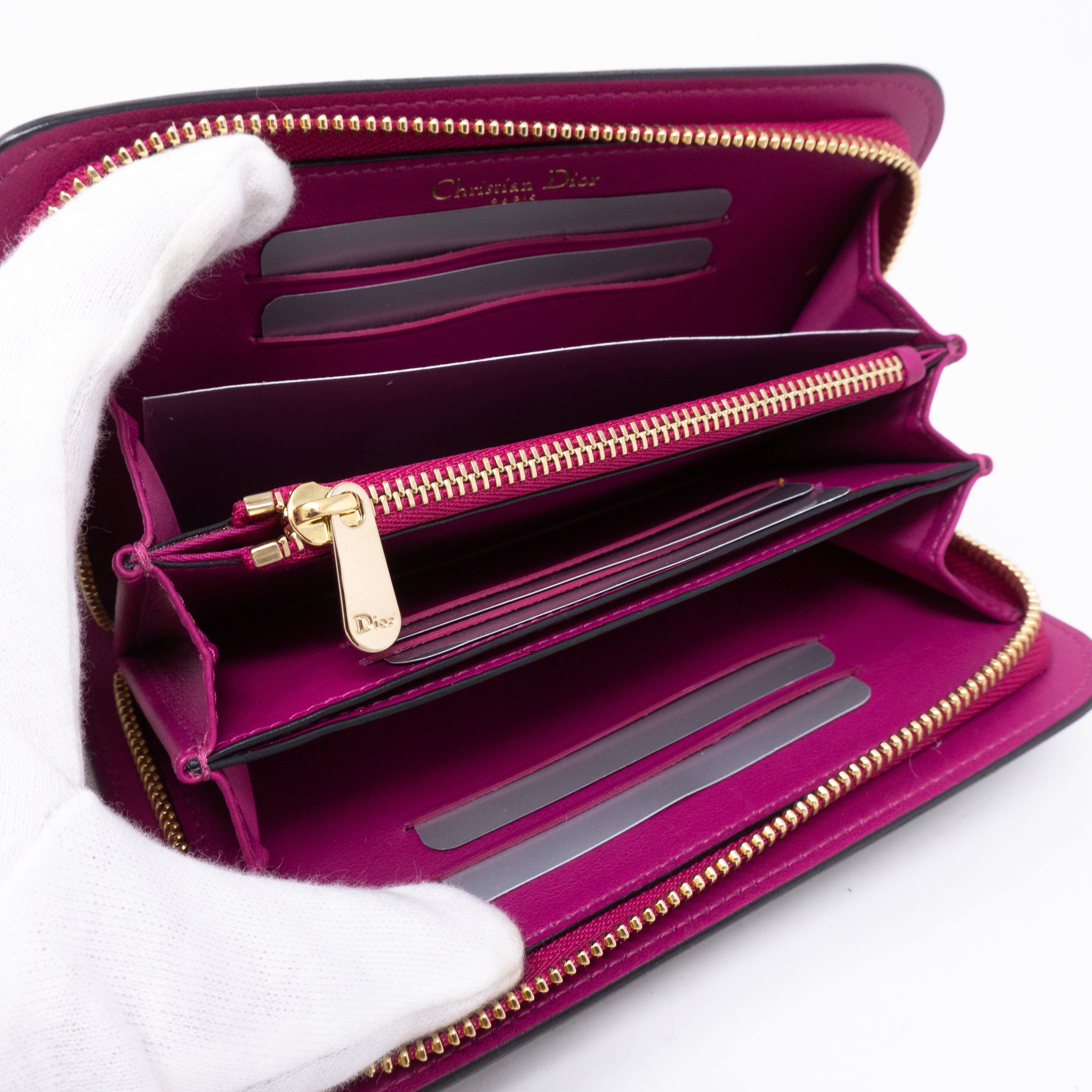 Diorissimo Voyageur Wallet Medium Black Leather