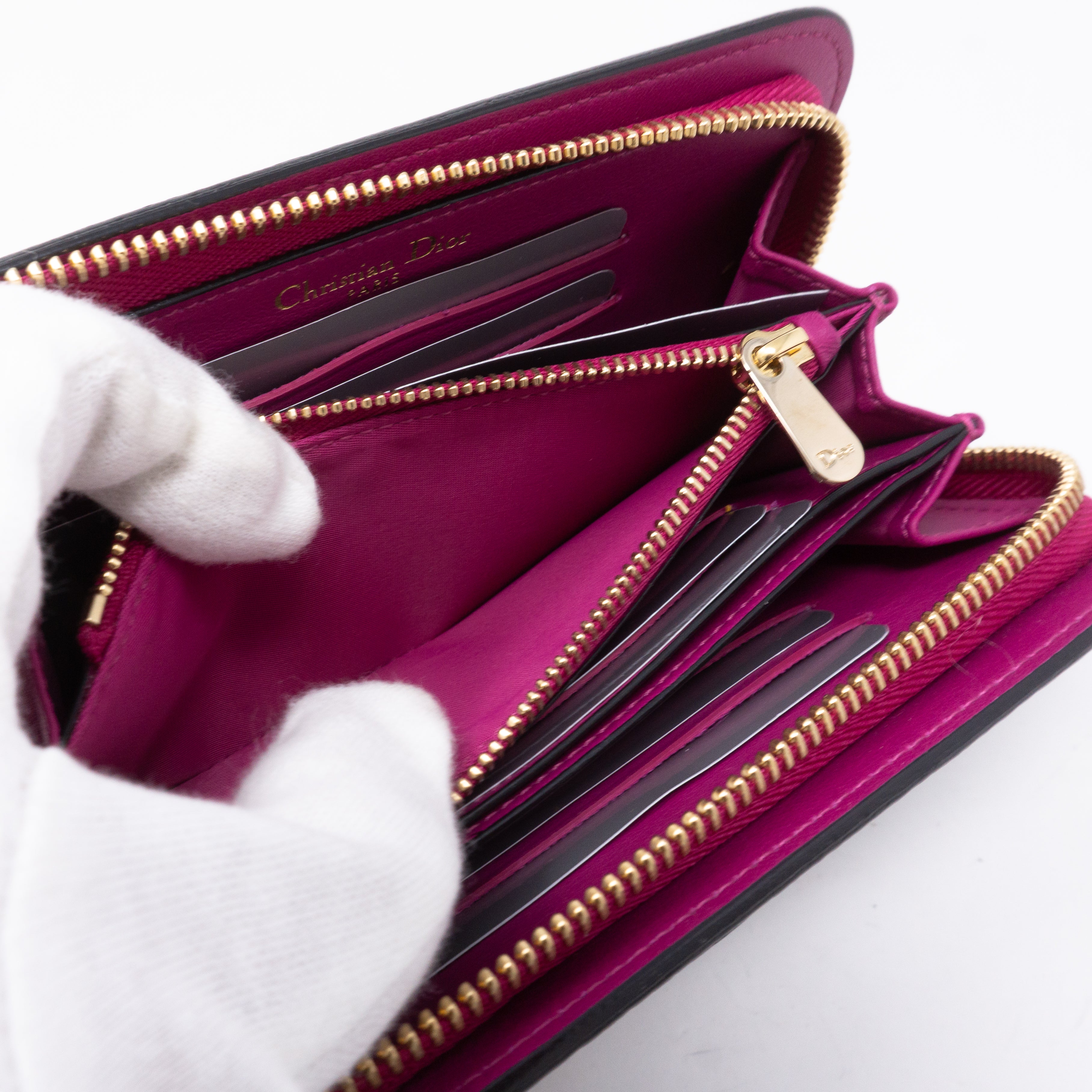 Diorissimo Voyageur Wallet Medium Black Leather