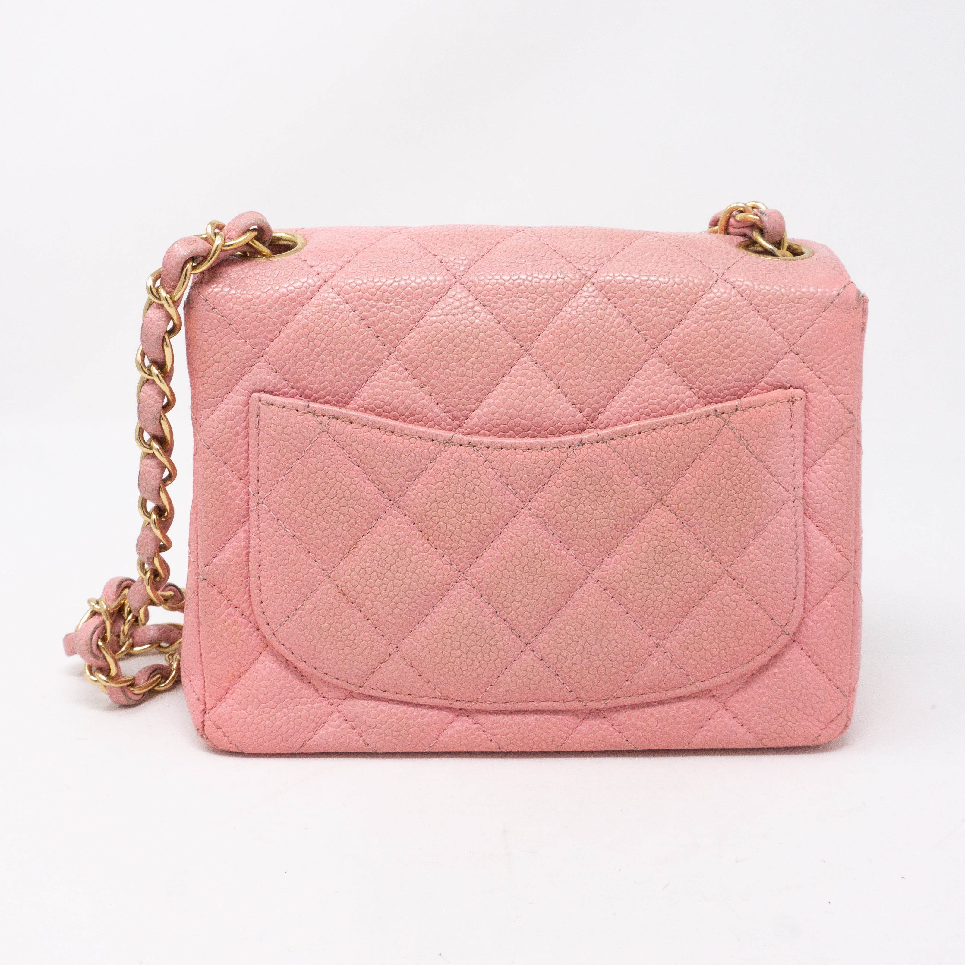 Classic Single Flap Mini Square Pink Caviar