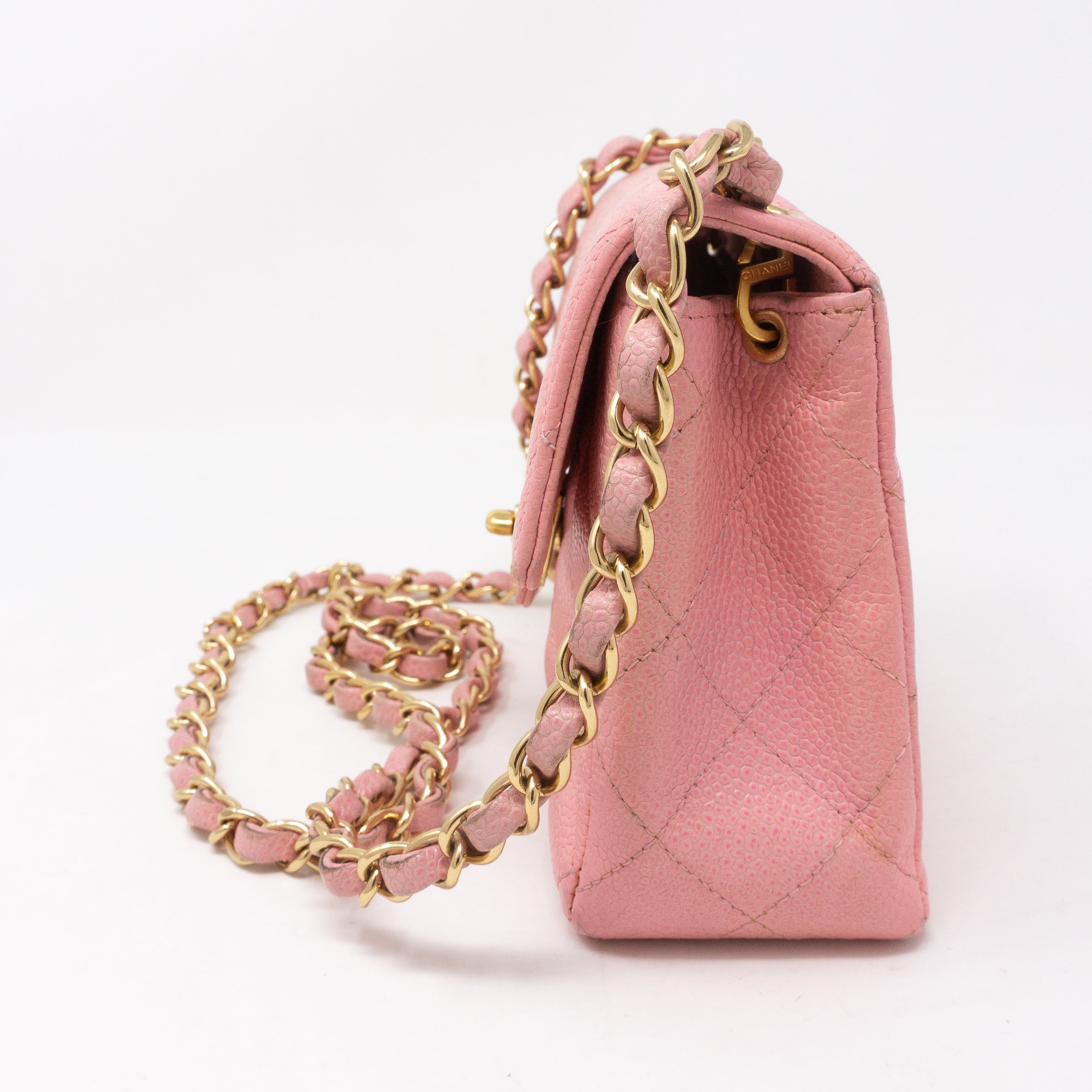 Classic Single Flap Mini Square Pink Caviar