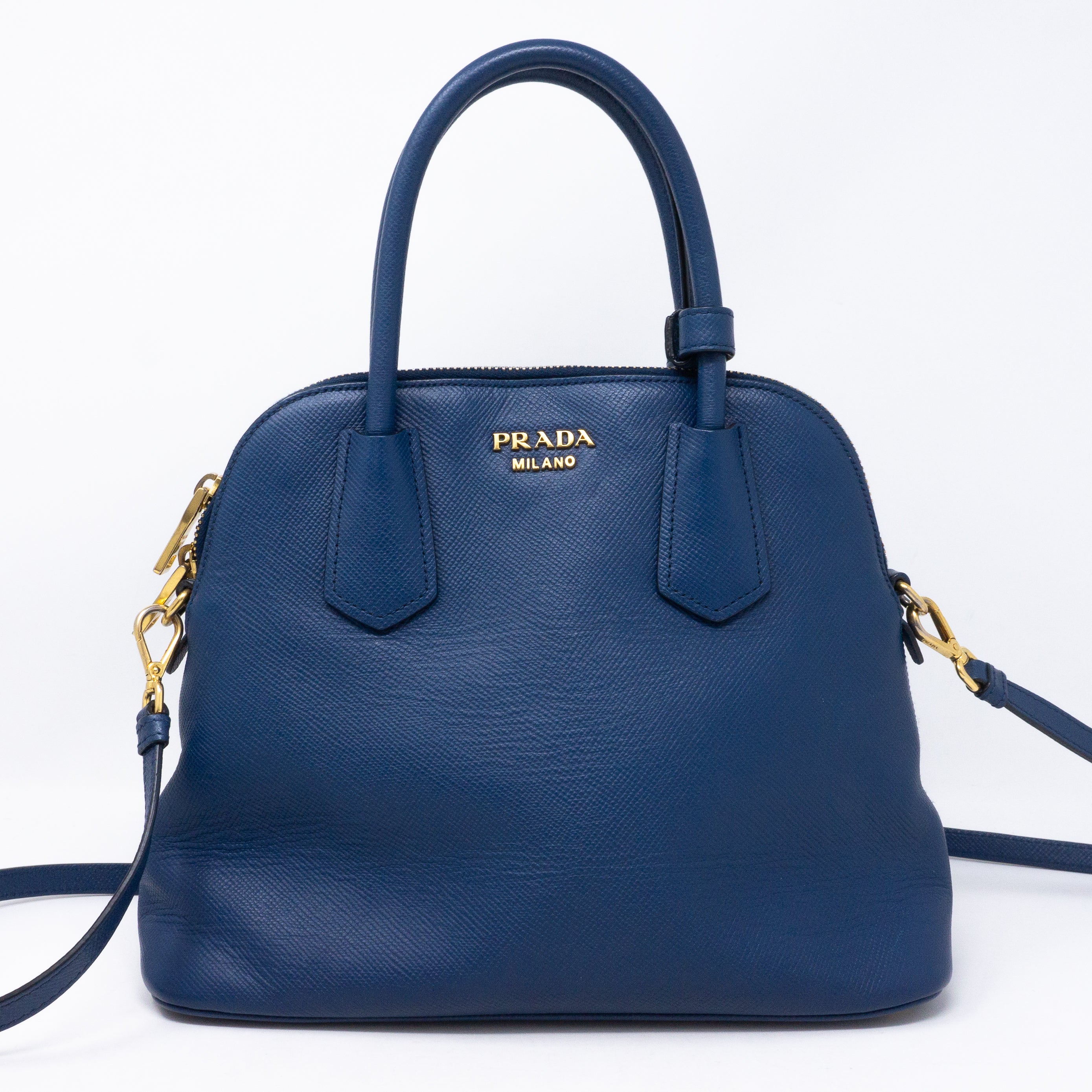 Small Crossbody Handbag Blue Saffiano Leather