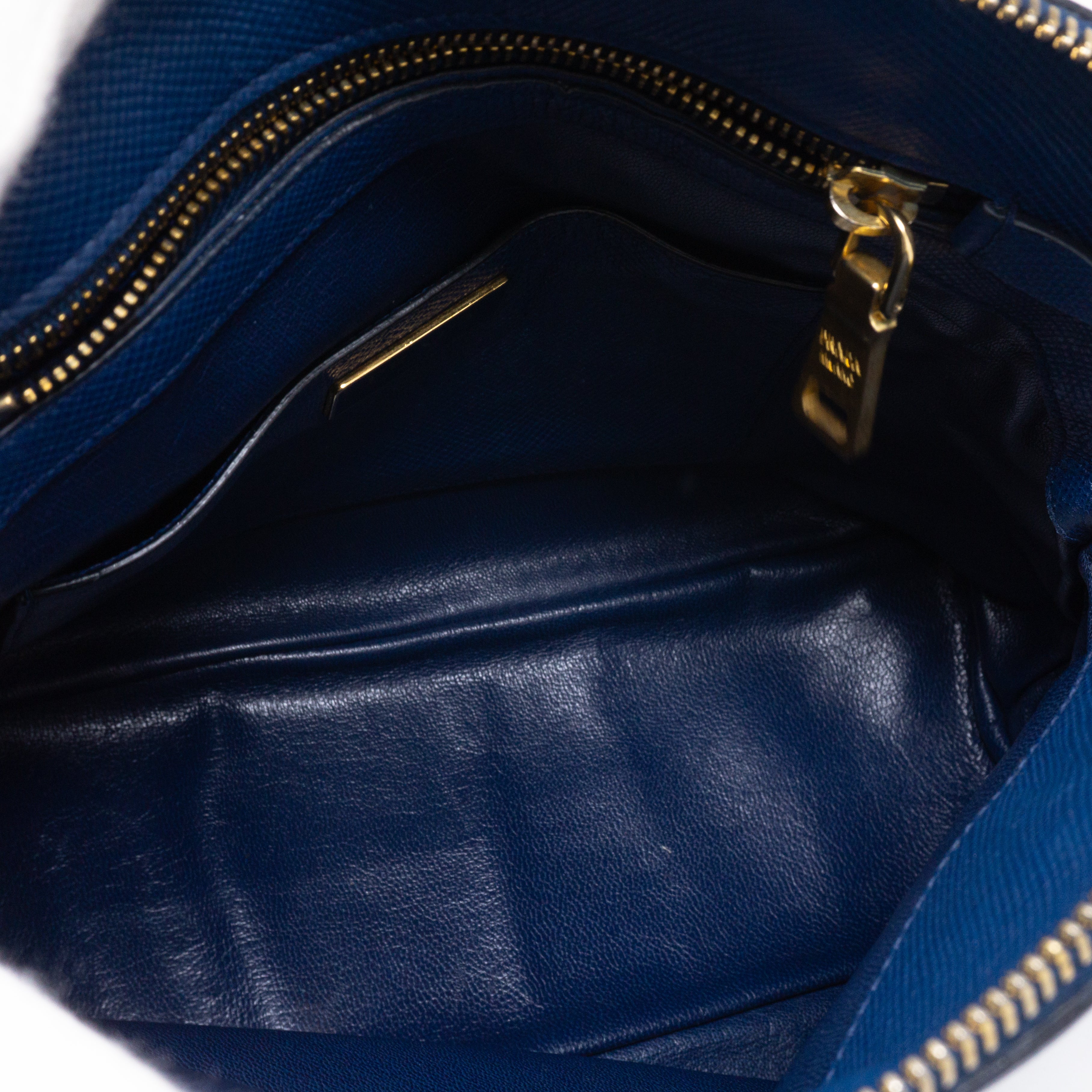 Small Crossbody Handbag Blue Saffiano Leather