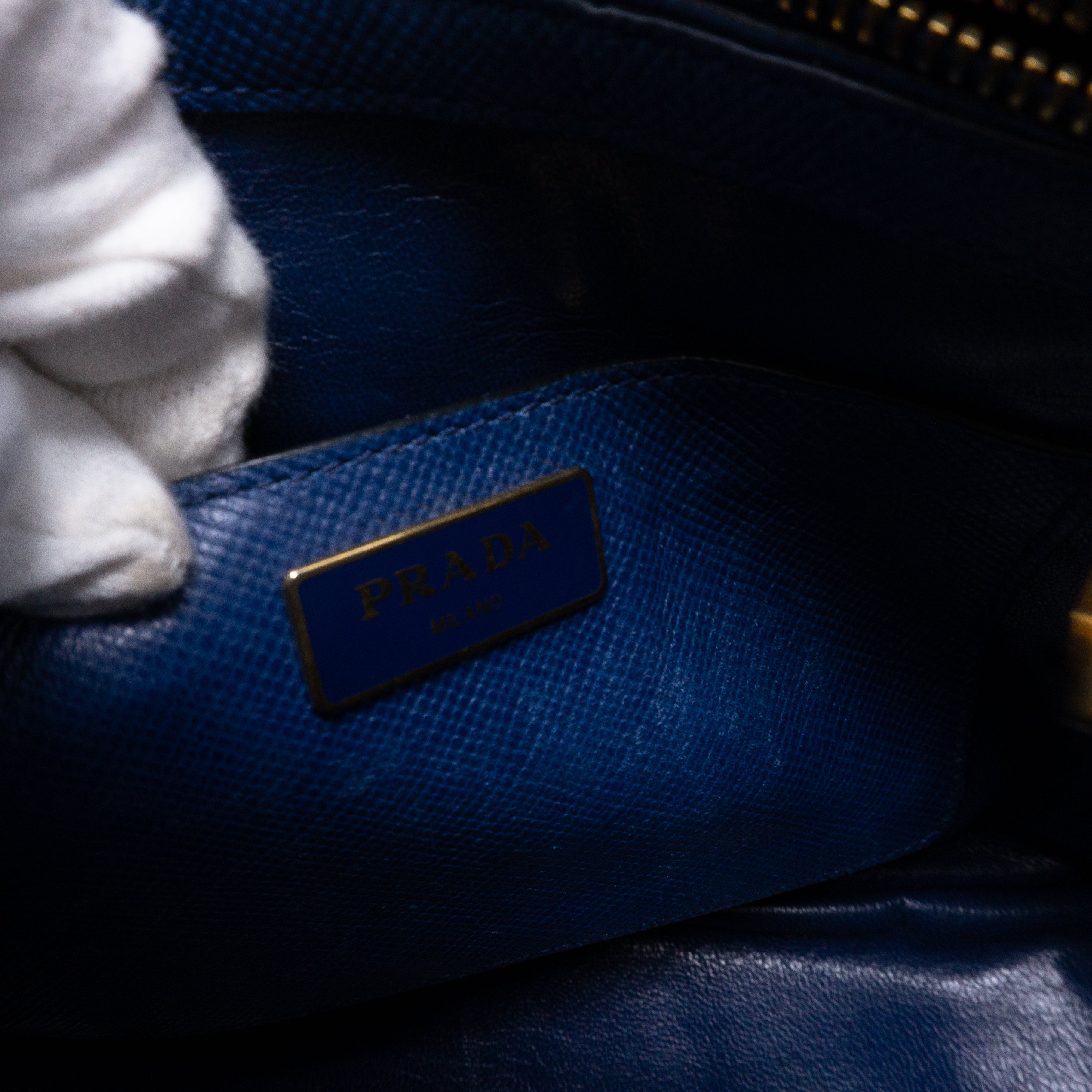 Small Crossbody Handbag Blue Saffiano Leather