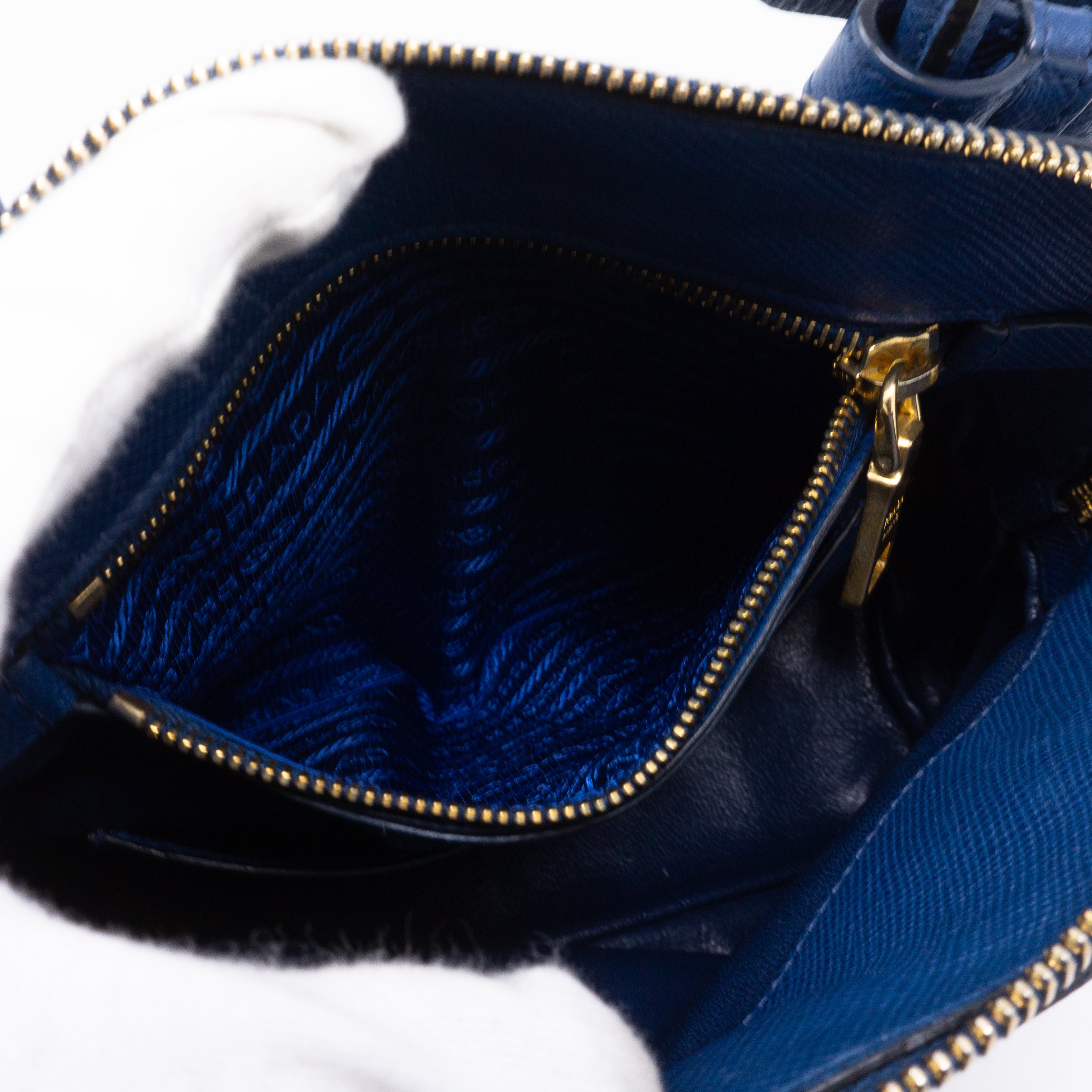 Small Crossbody Handbag Blue Saffiano Leather