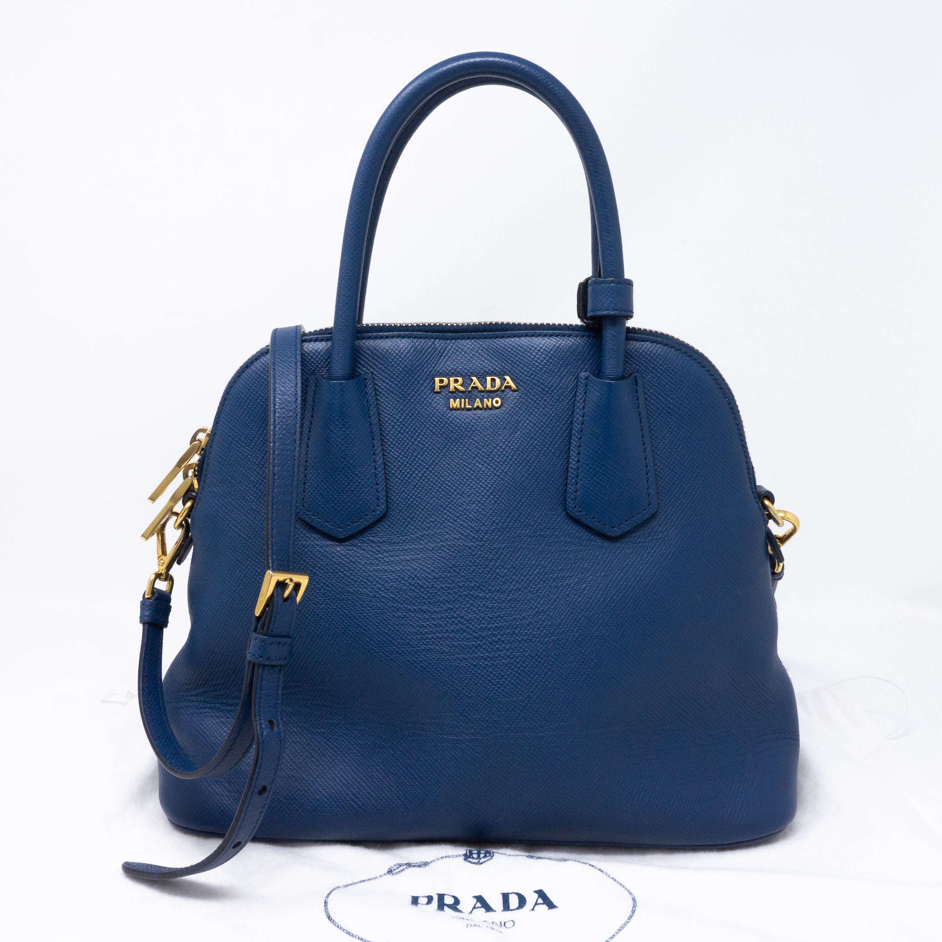 Small Crossbody Handbag Blue Saffiano Leather