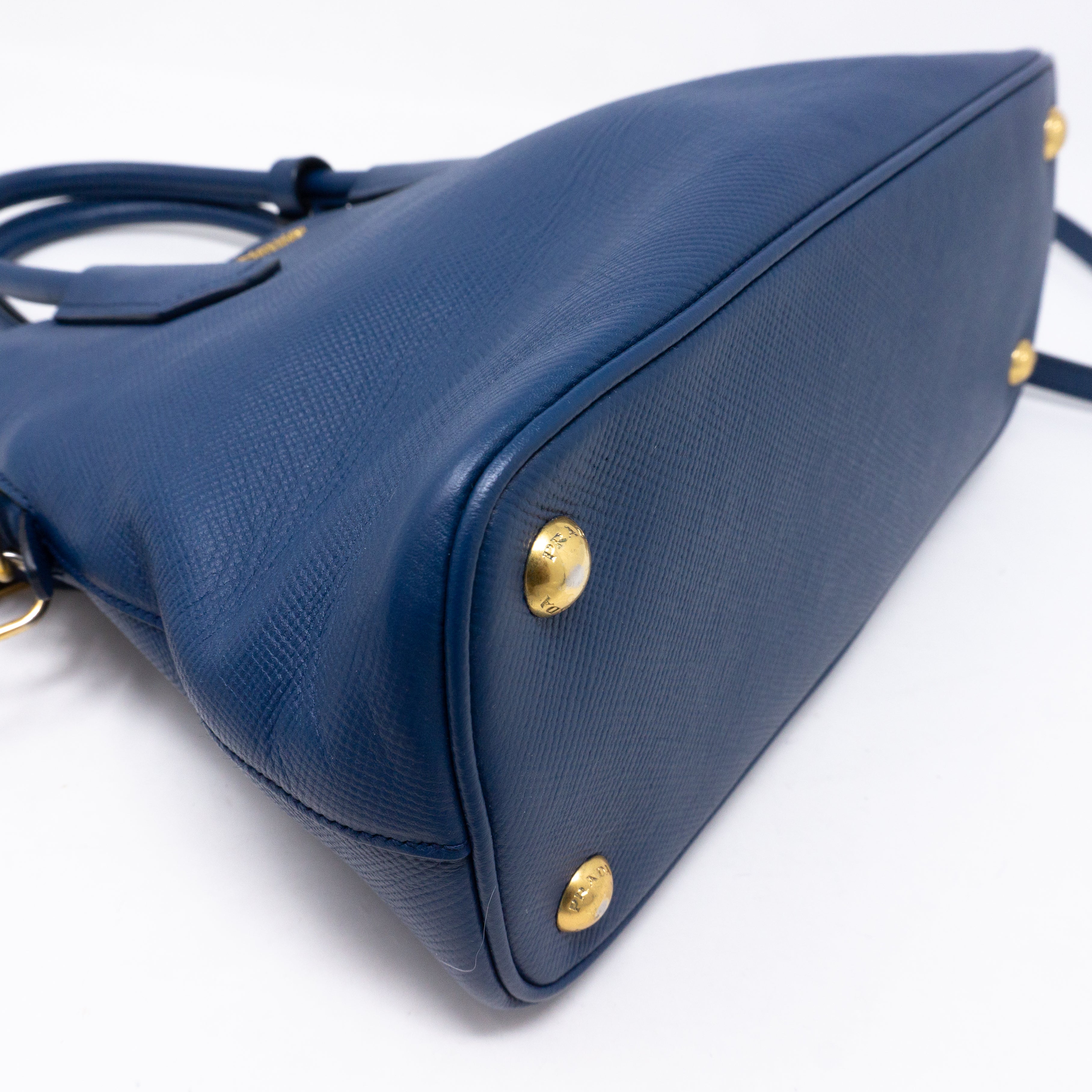 Small Crossbody Handbag Blue Saffiano Leather