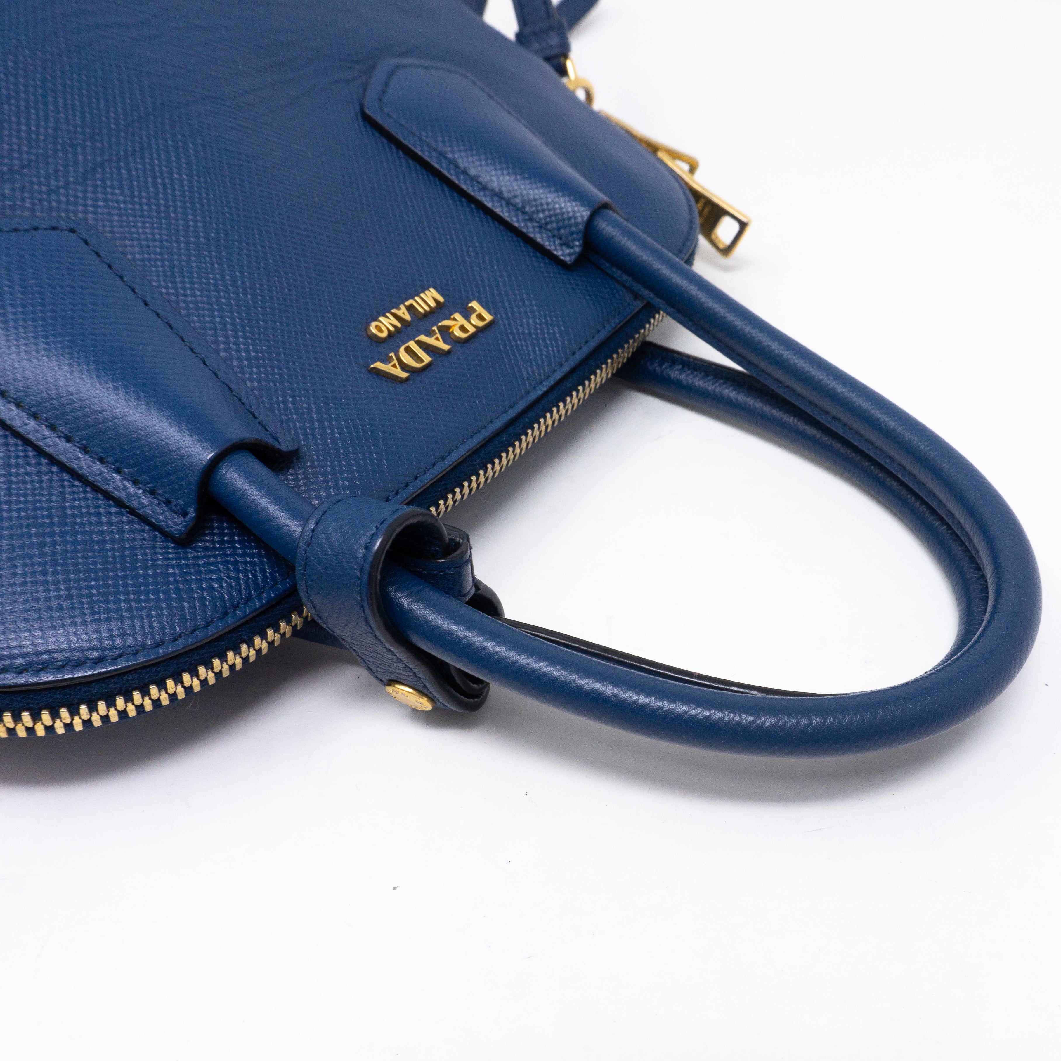 Small Crossbody Handbag Blue Saffiano Leather