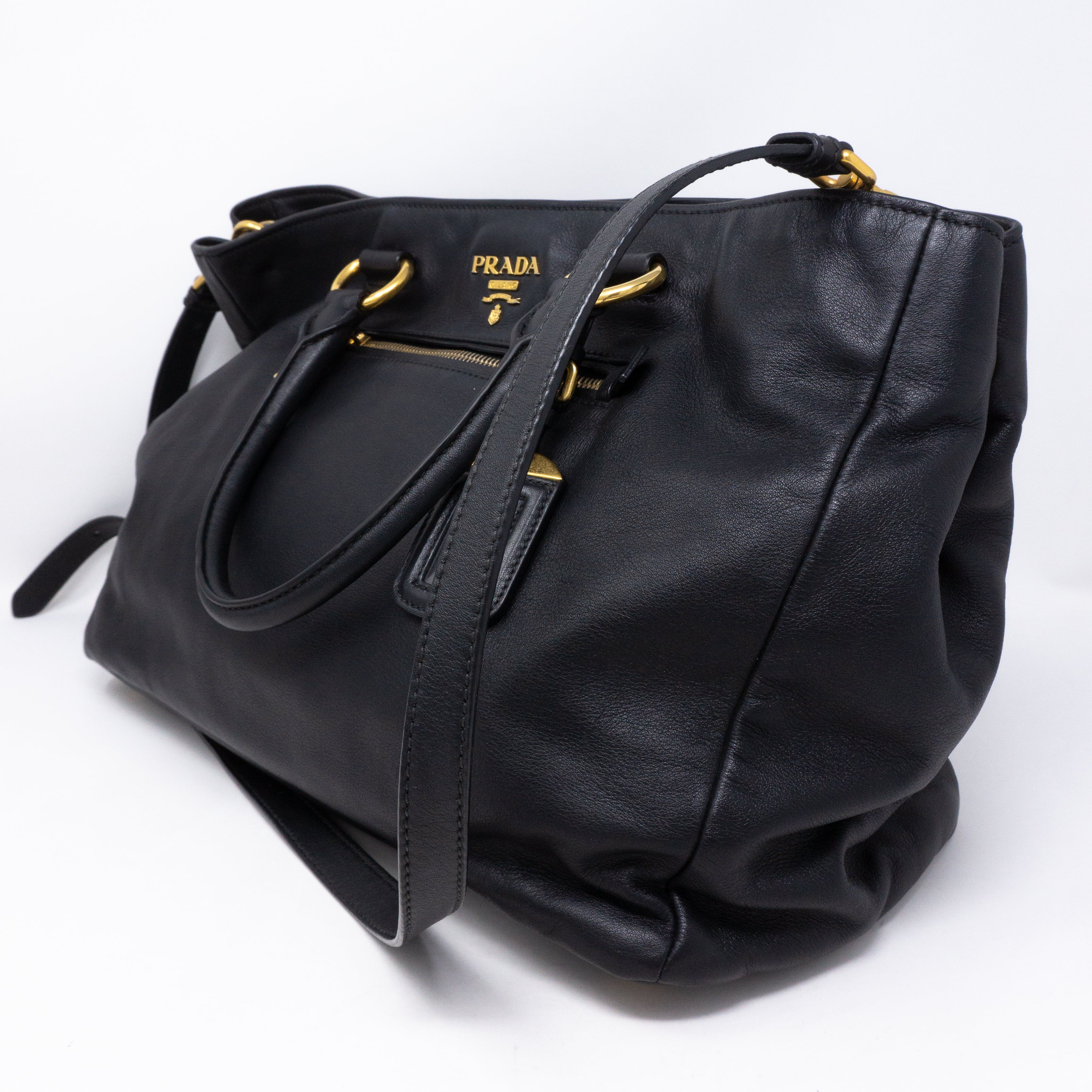 Large Shopping Tote Black Leather