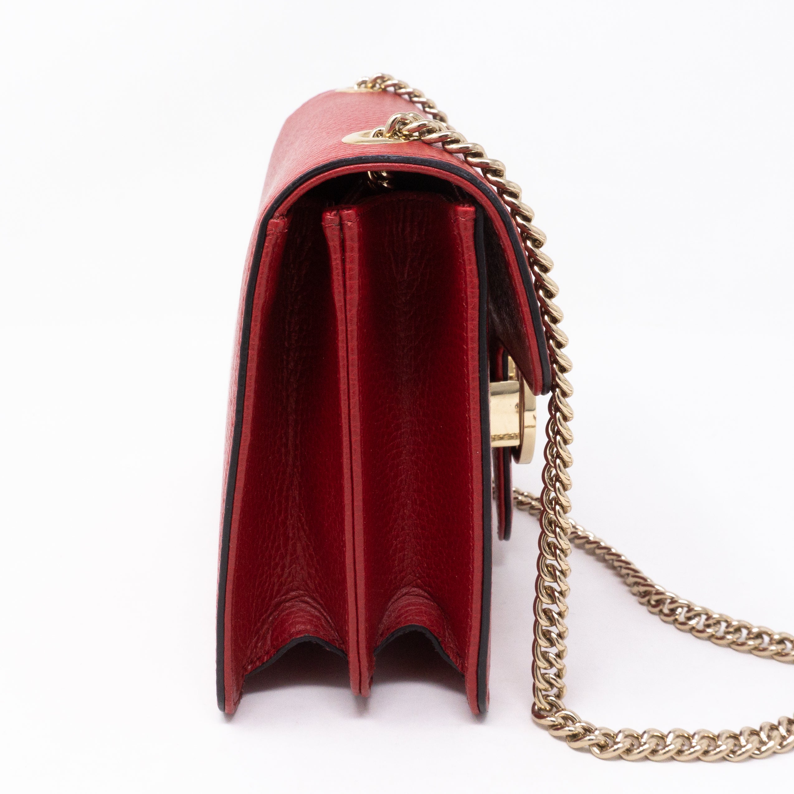 Interlocking GG Flap Small Bag Red Leather