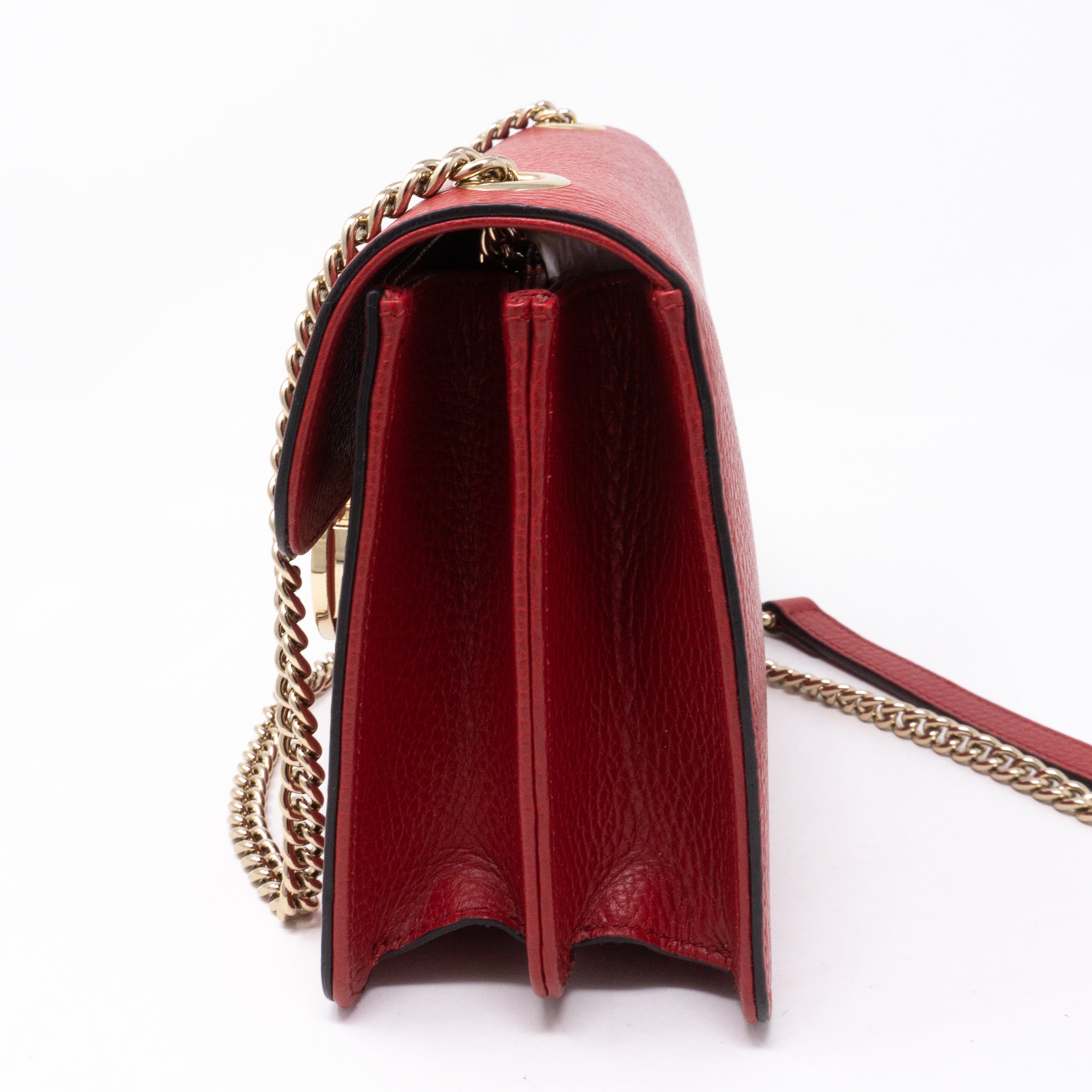 Interlocking GG Flap Small Bag Red Leather