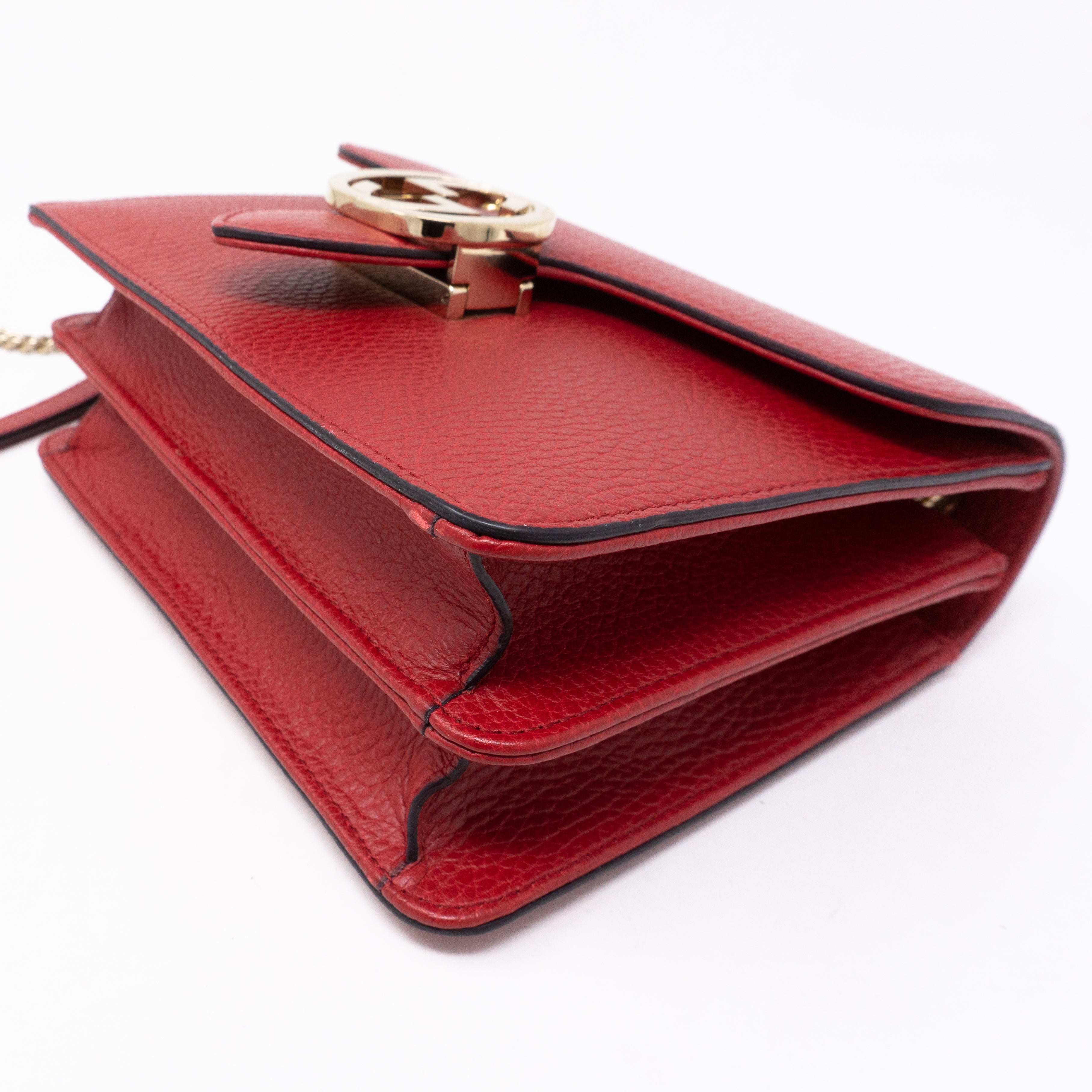 Interlocking GG Flap Small Bag Red Leather