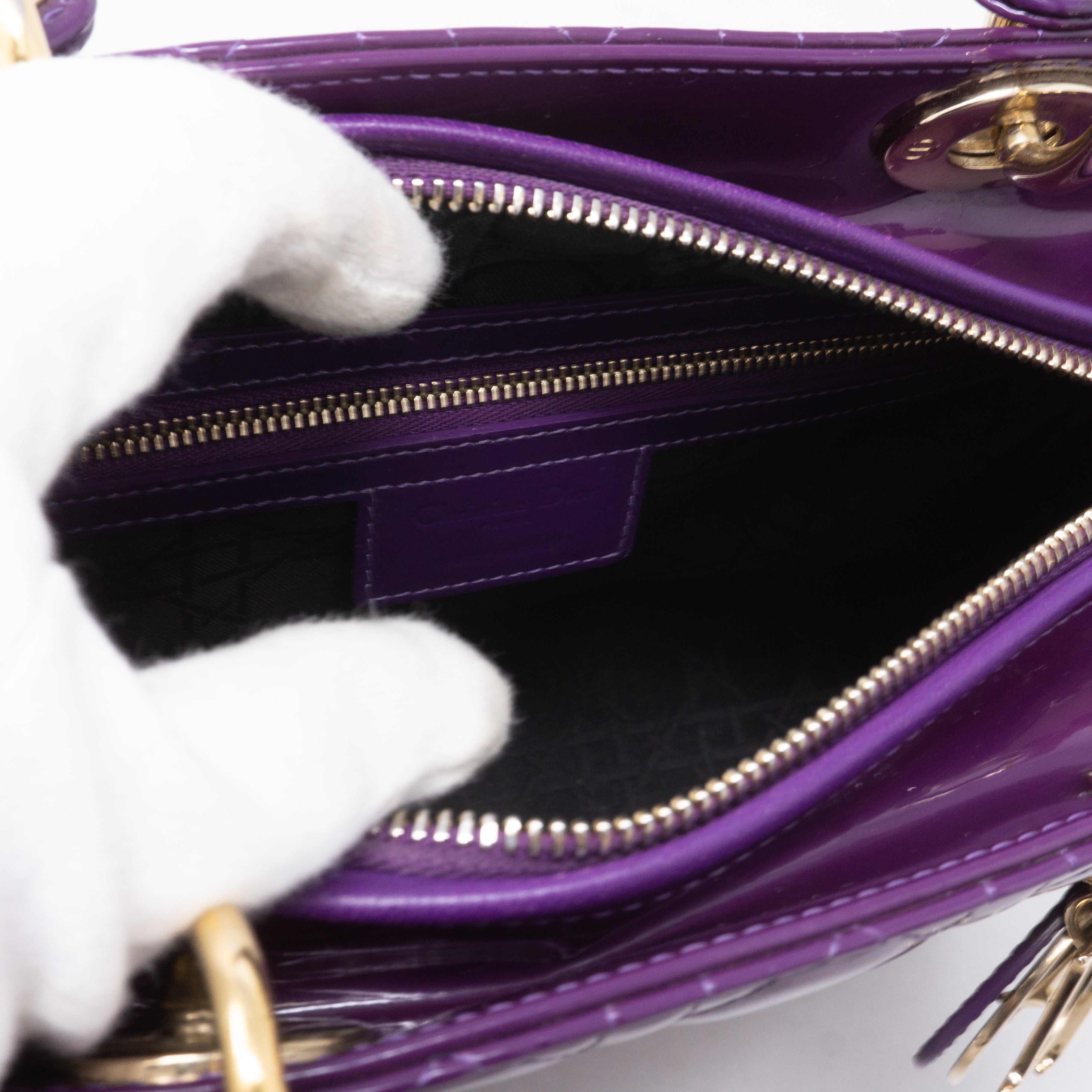 Lady Dior Medium Purple Patent Leather