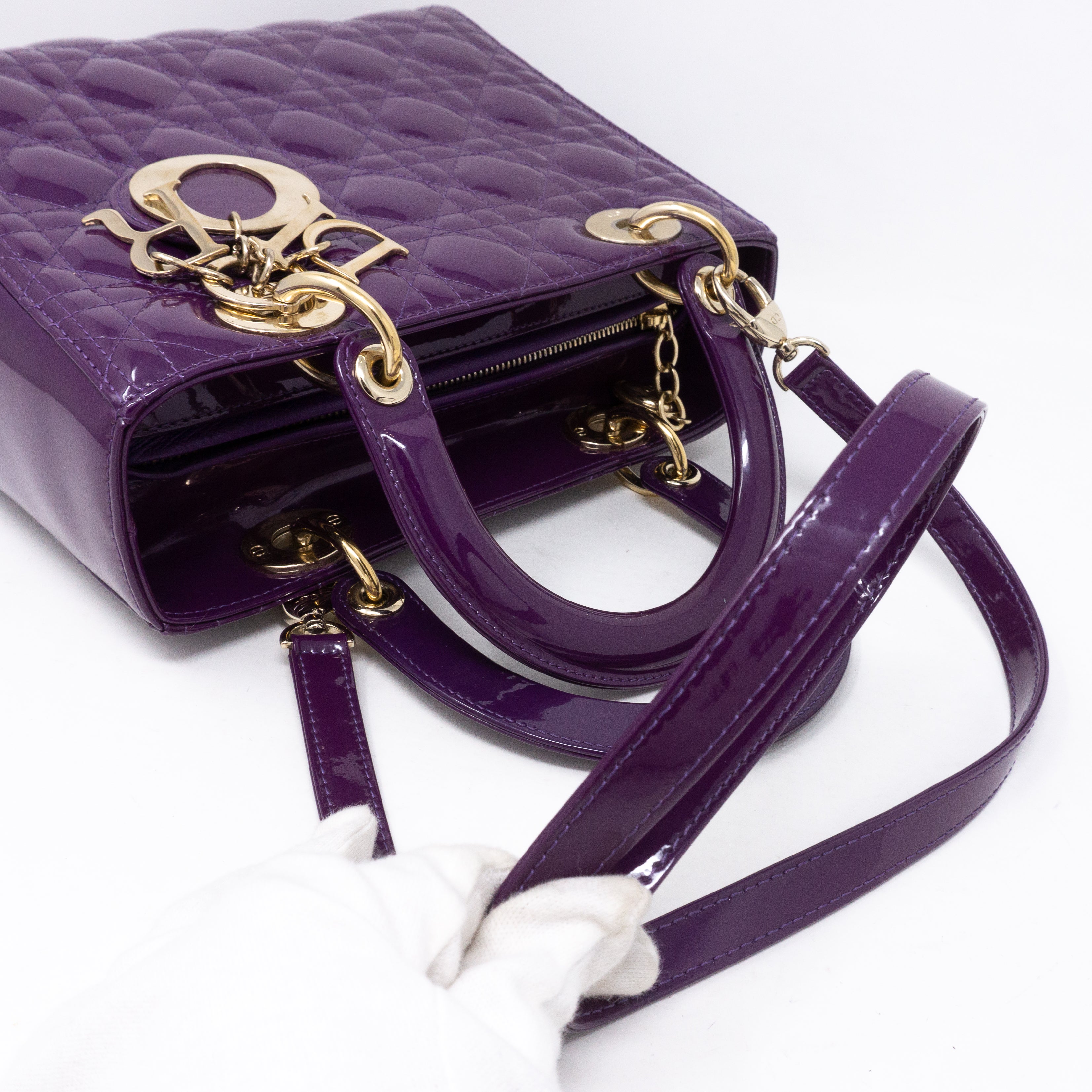 Lady Dior Medium Purple Patent Leather