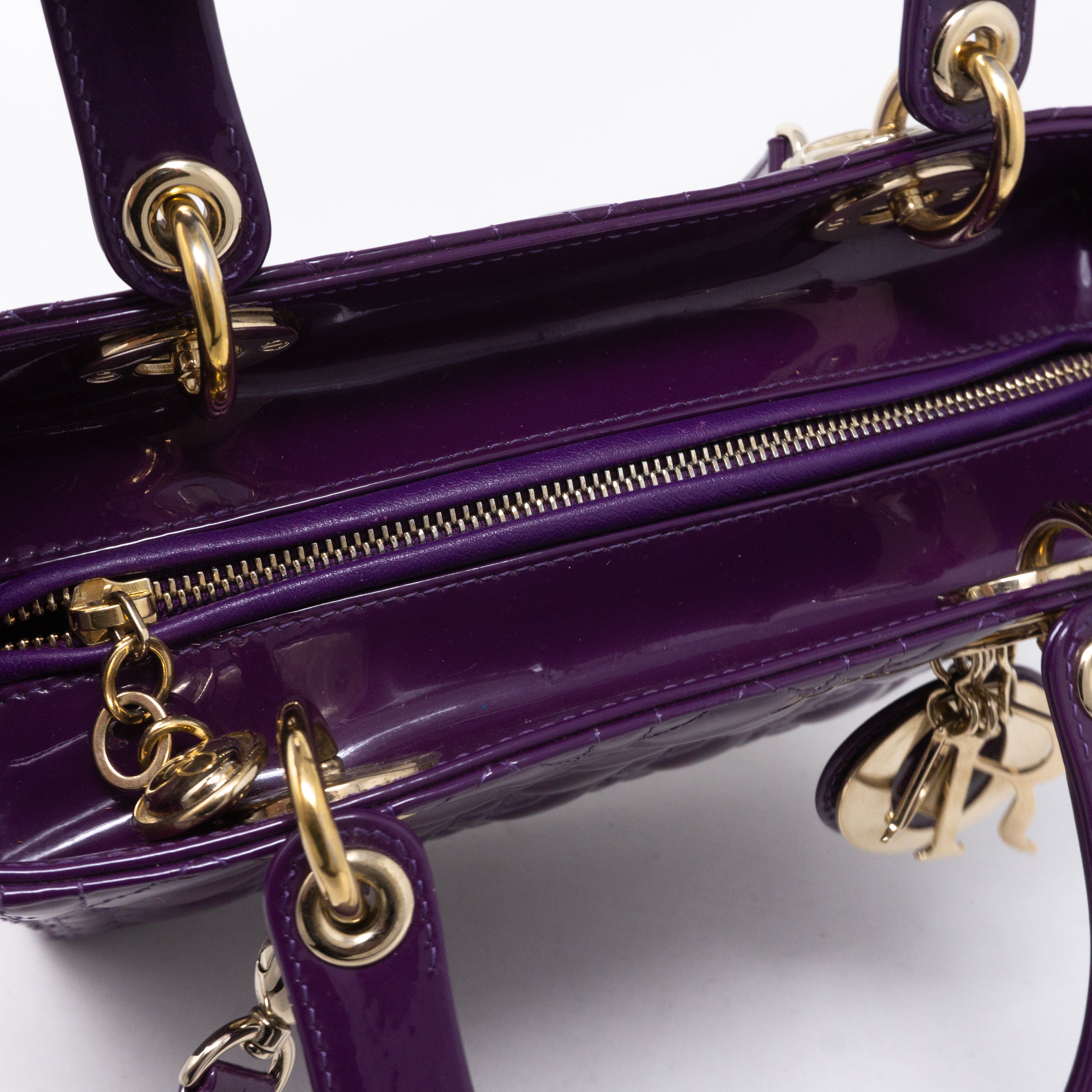 Lady Dior Medium Purple Patent Leather
