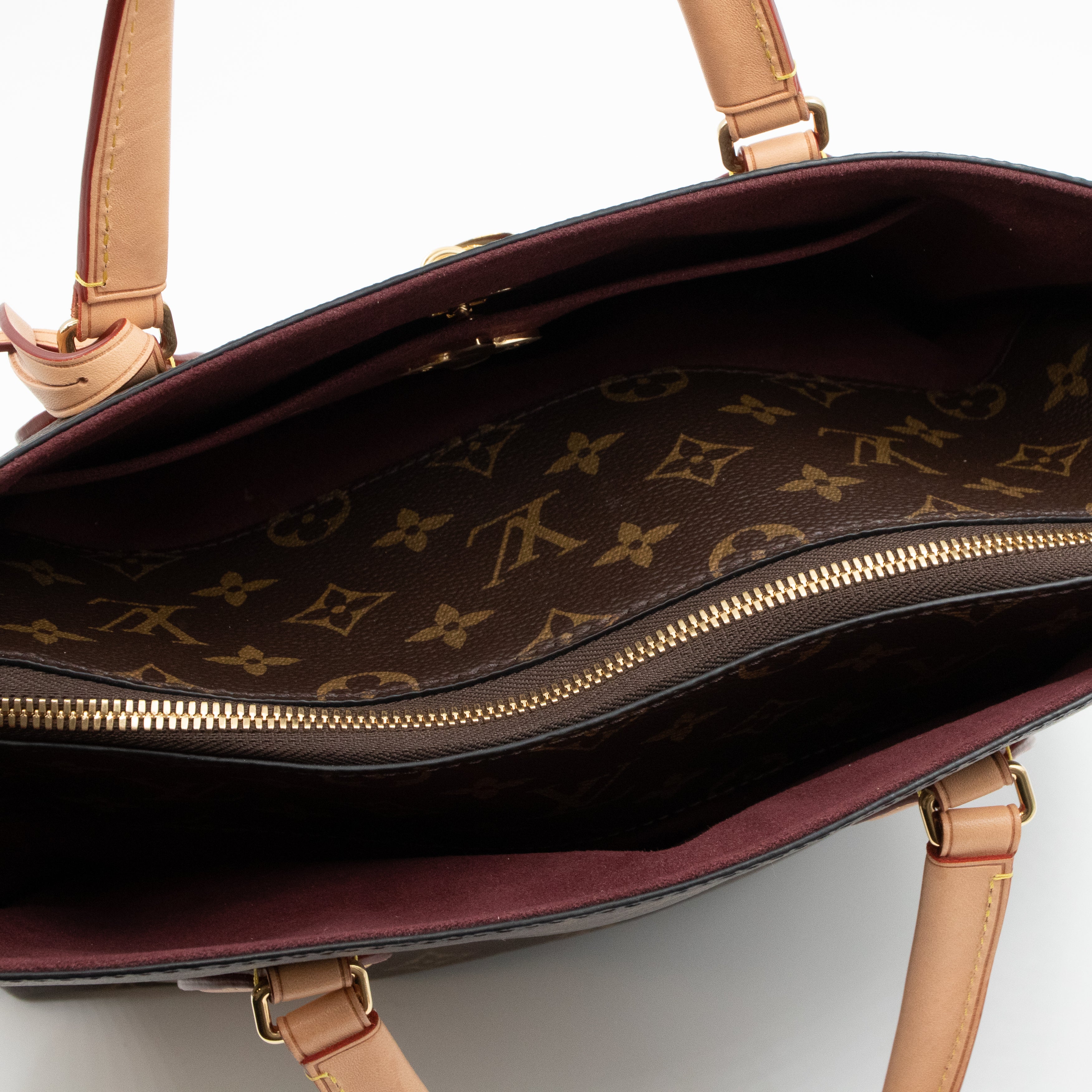 Flower Zipped Tote MM Monogram Beige