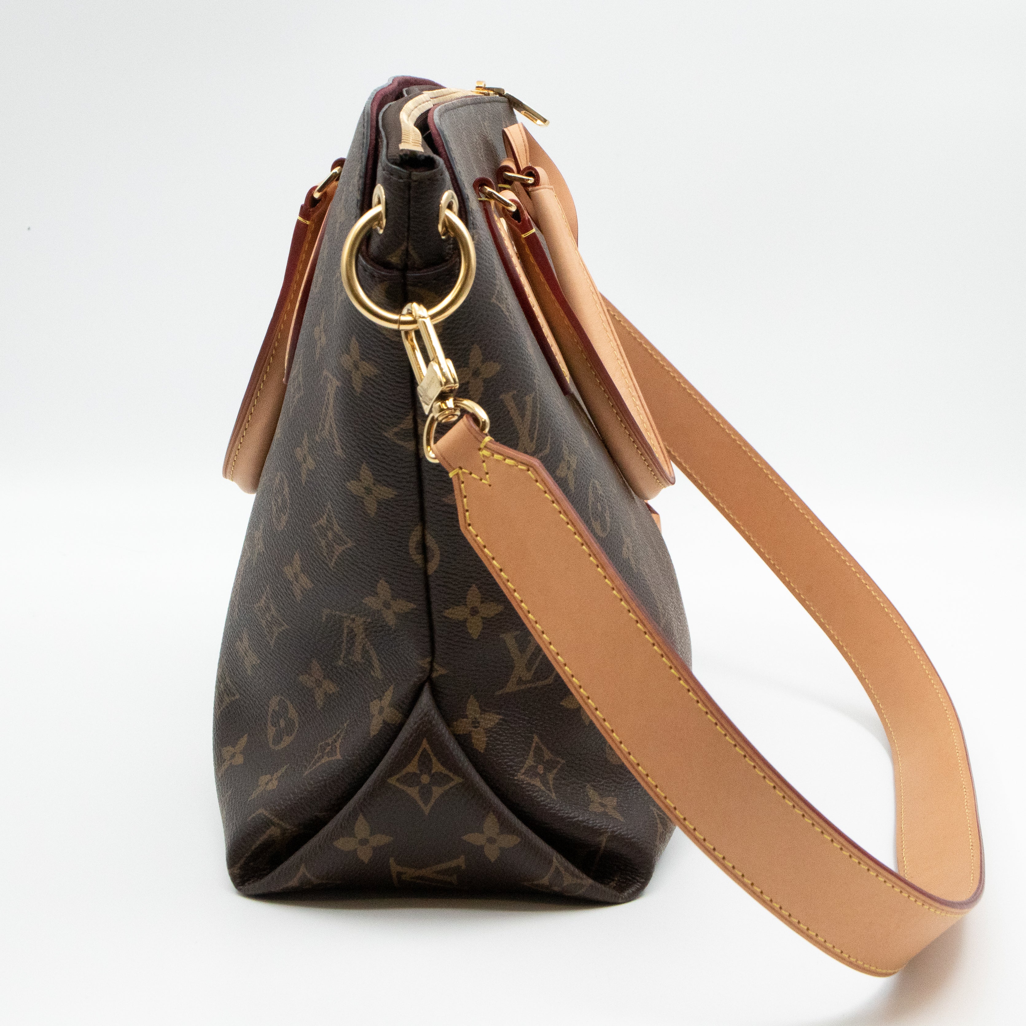 Flower Zipped Tote MM Monogram Beige