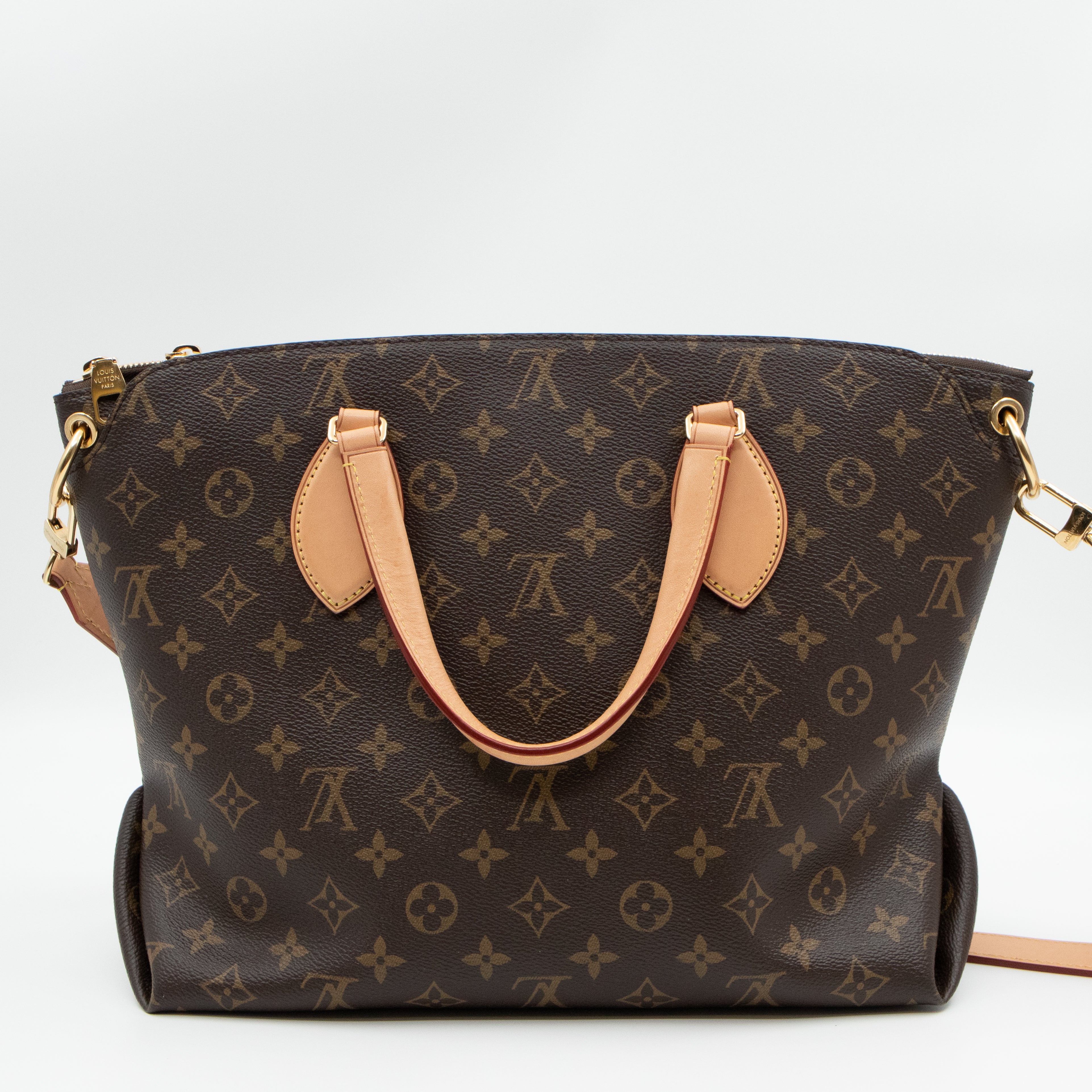 Flower Zipped Tote MM Monogram Beige