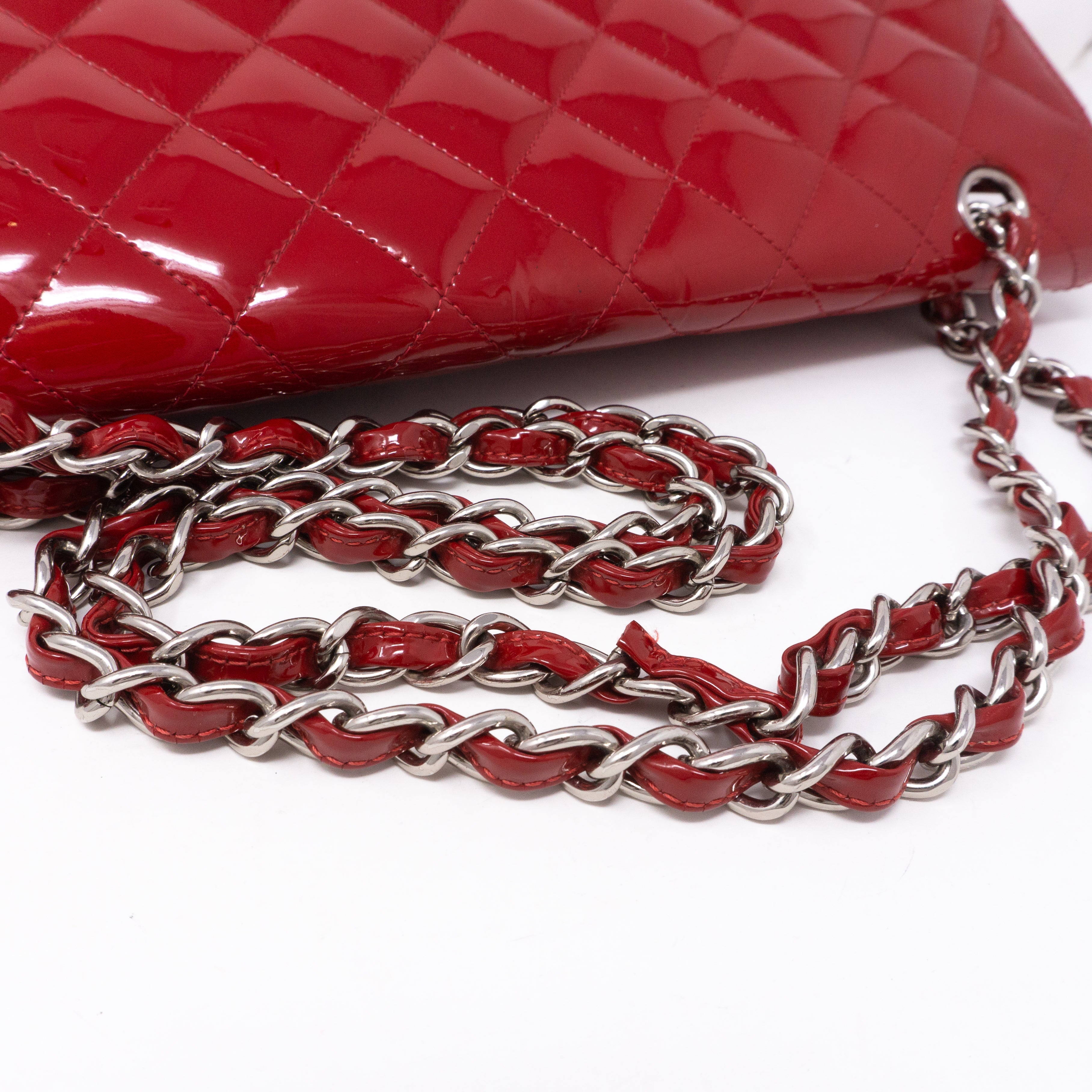 Classic Single Flap Maxi Red Patent Leather