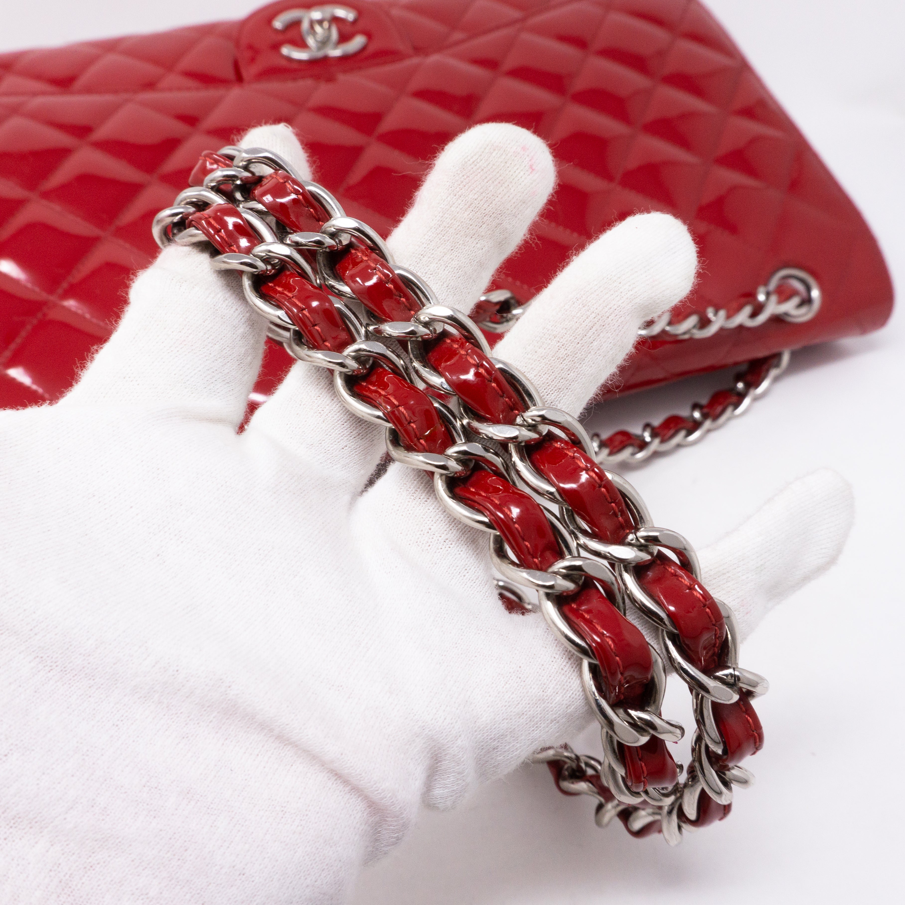 Classic Single Flap Maxi Red Patent Leather