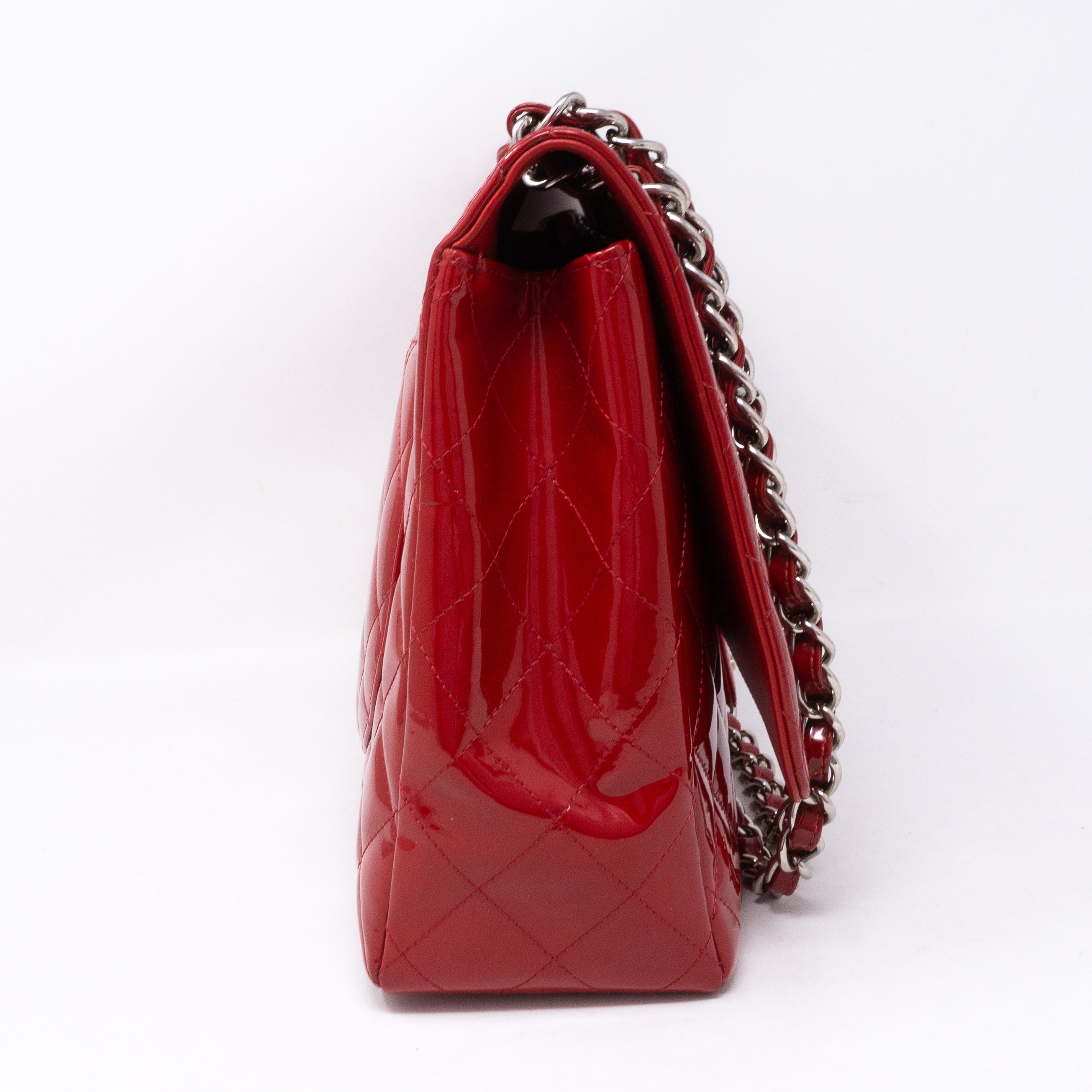 Classic Single Flap Maxi Red Patent Leather
