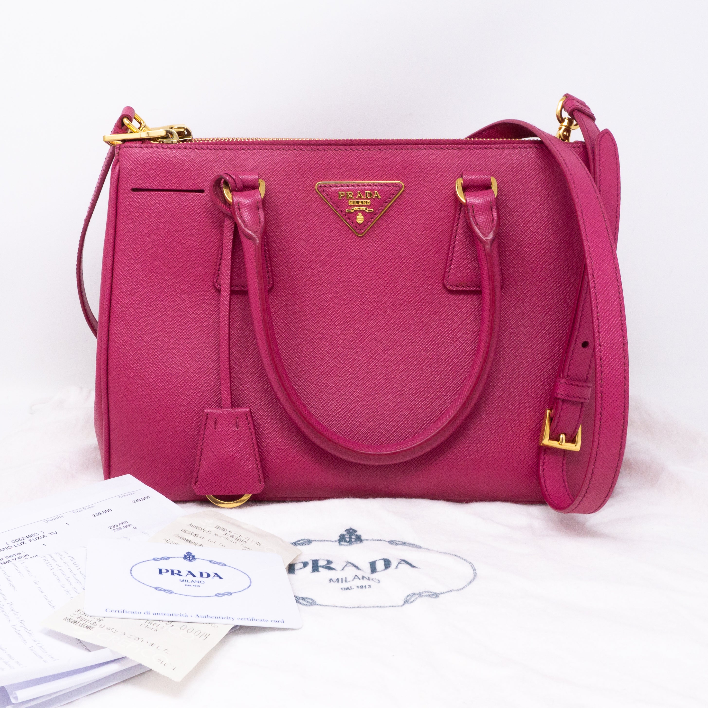 Galleria Small Double Zip Pink Saffiano