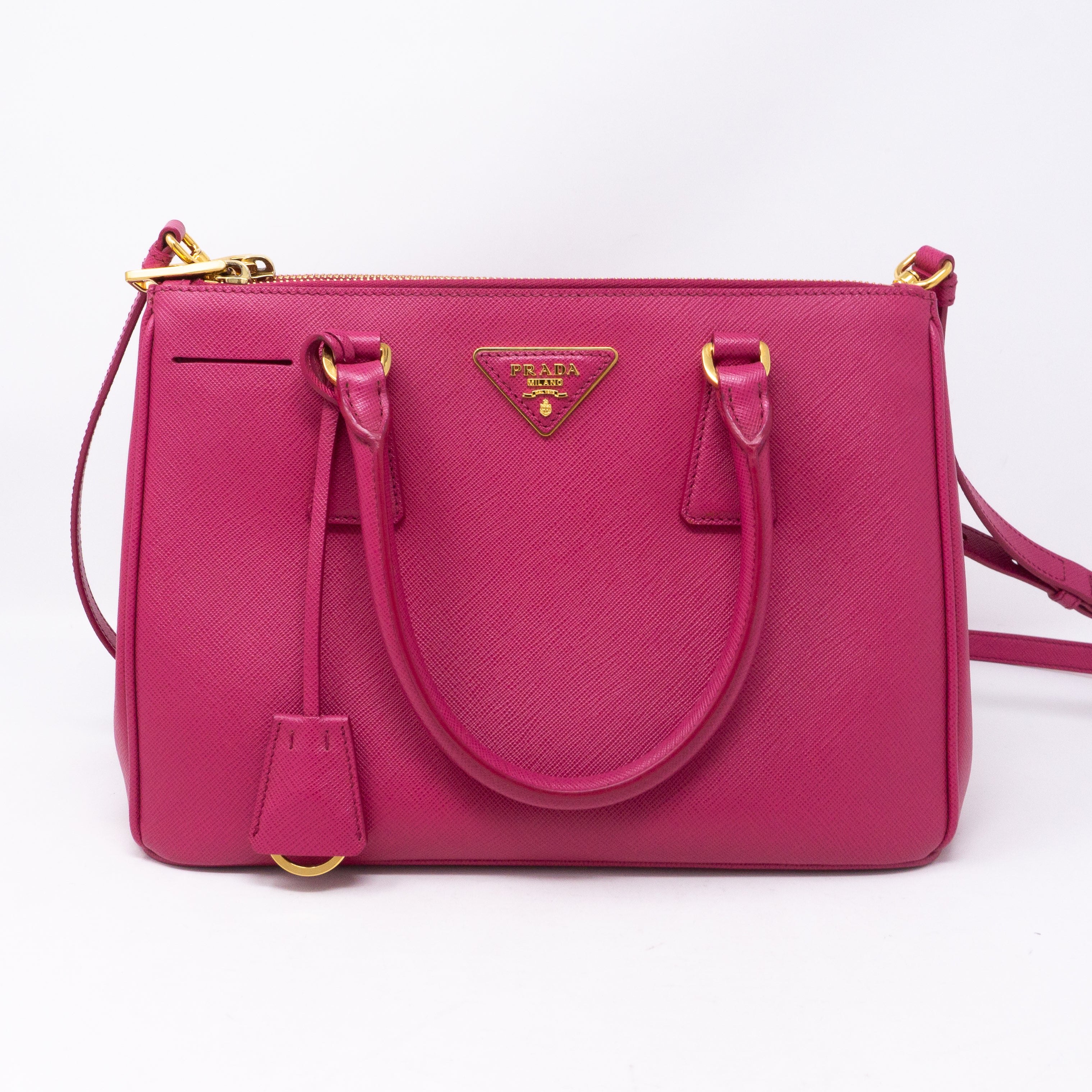 Galleria Small Double Zip Pink Saffiano
