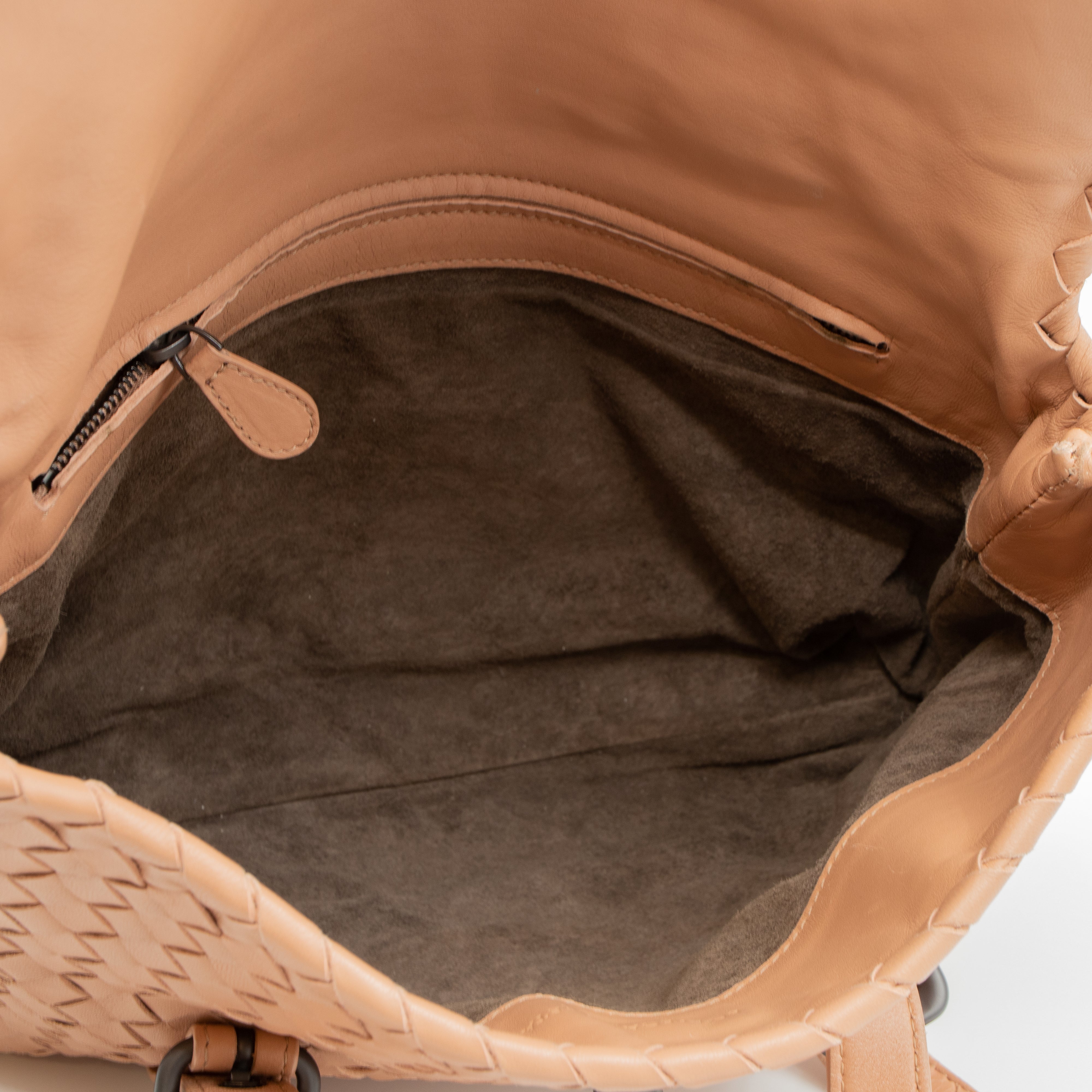 Intrecciato Two Way Shoulder Bag Beige Leather