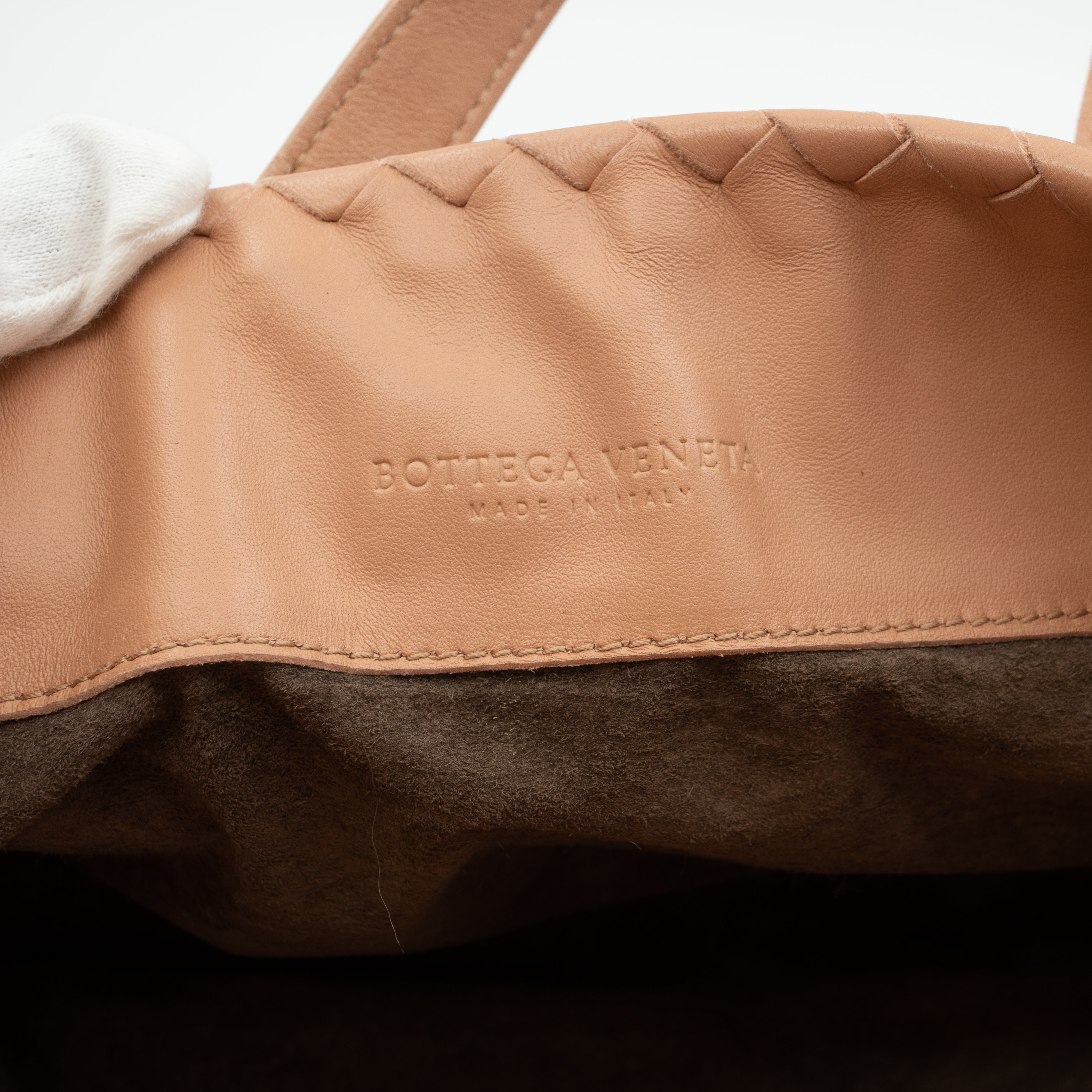 Intrecciato Two Way Shoulder Bag Beige Leather