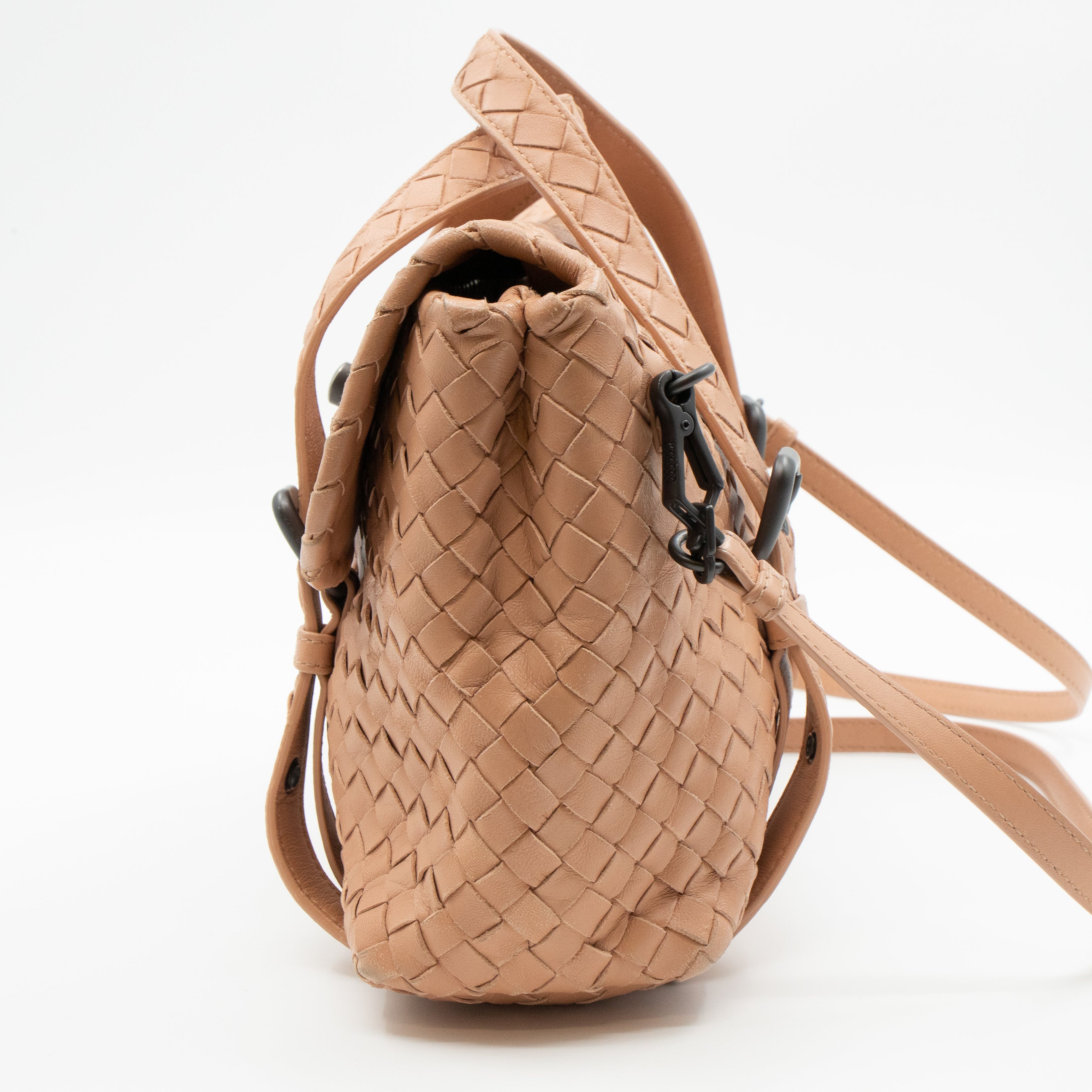 Intrecciato Two Way Shoulder Bag Beige Leather