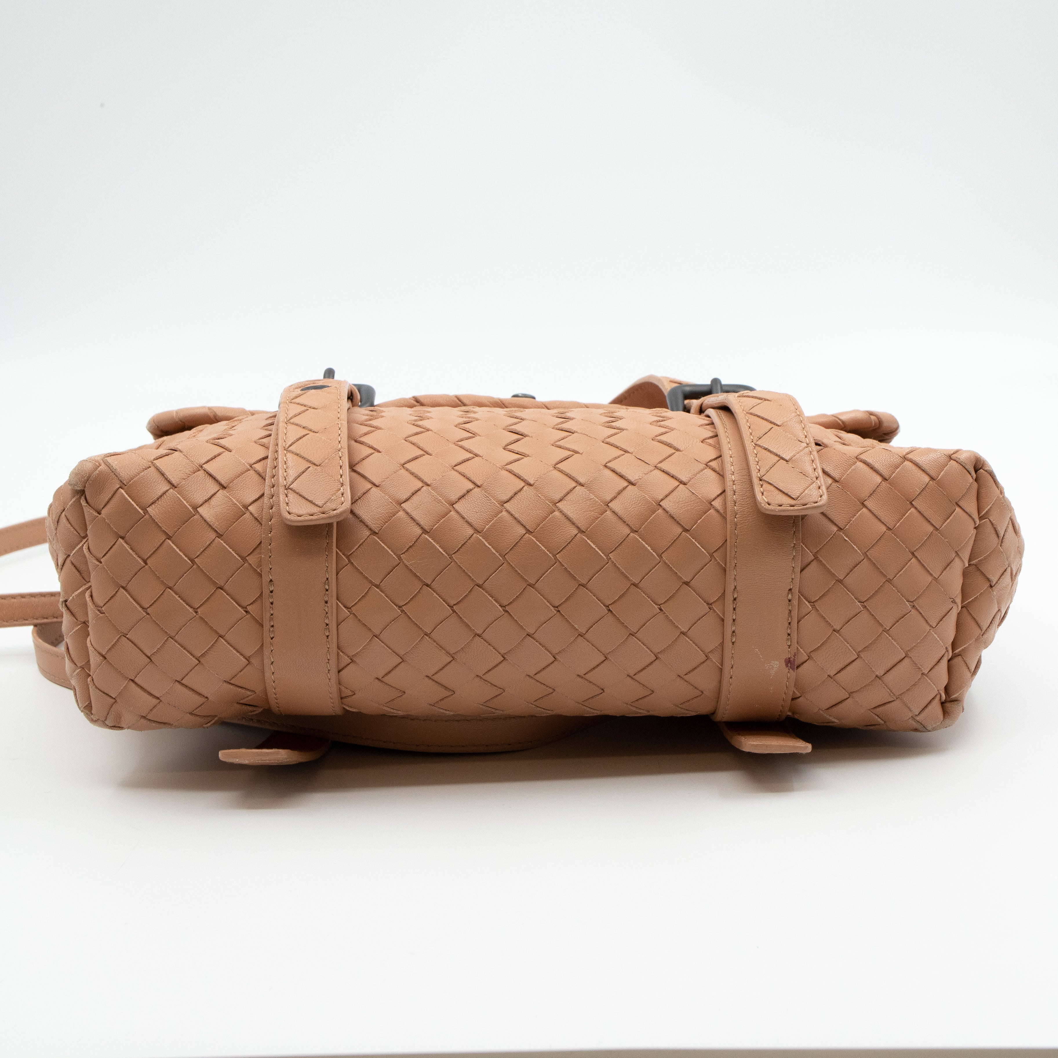 Intrecciato Two Way Shoulder Bag Beige Leather