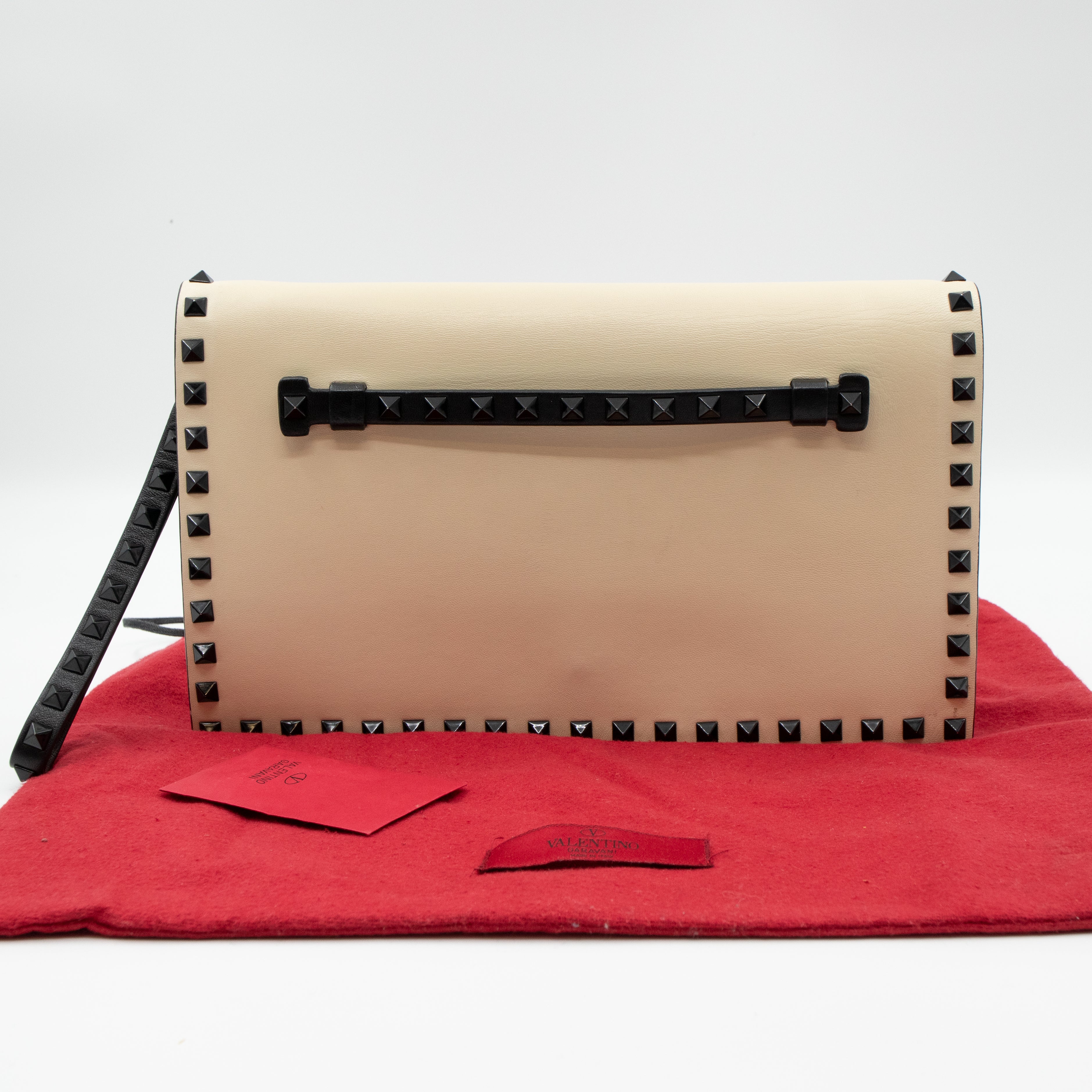 White Nappa Leather Rockstud Clutch
