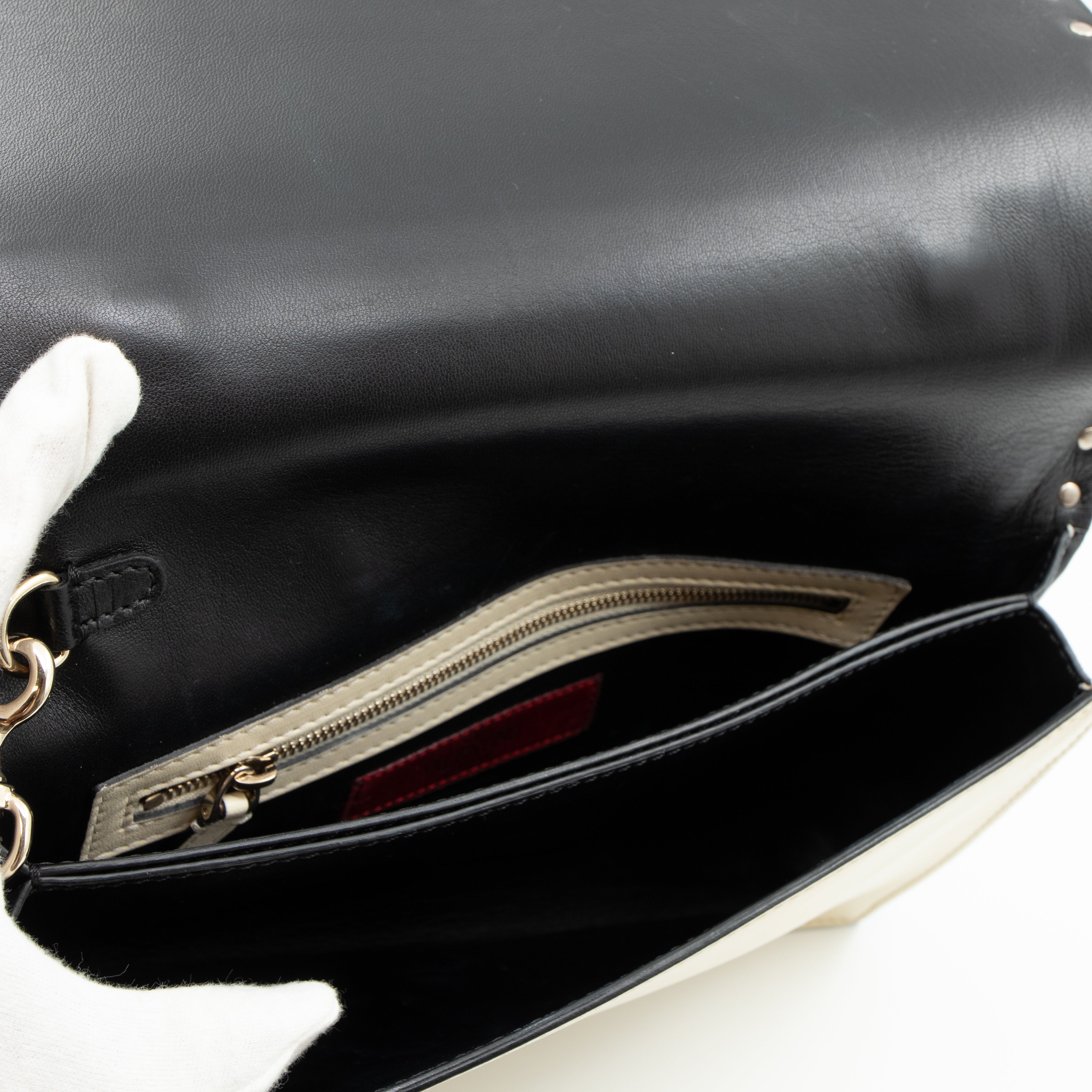 White Nappa Leather Rockstud Clutch
