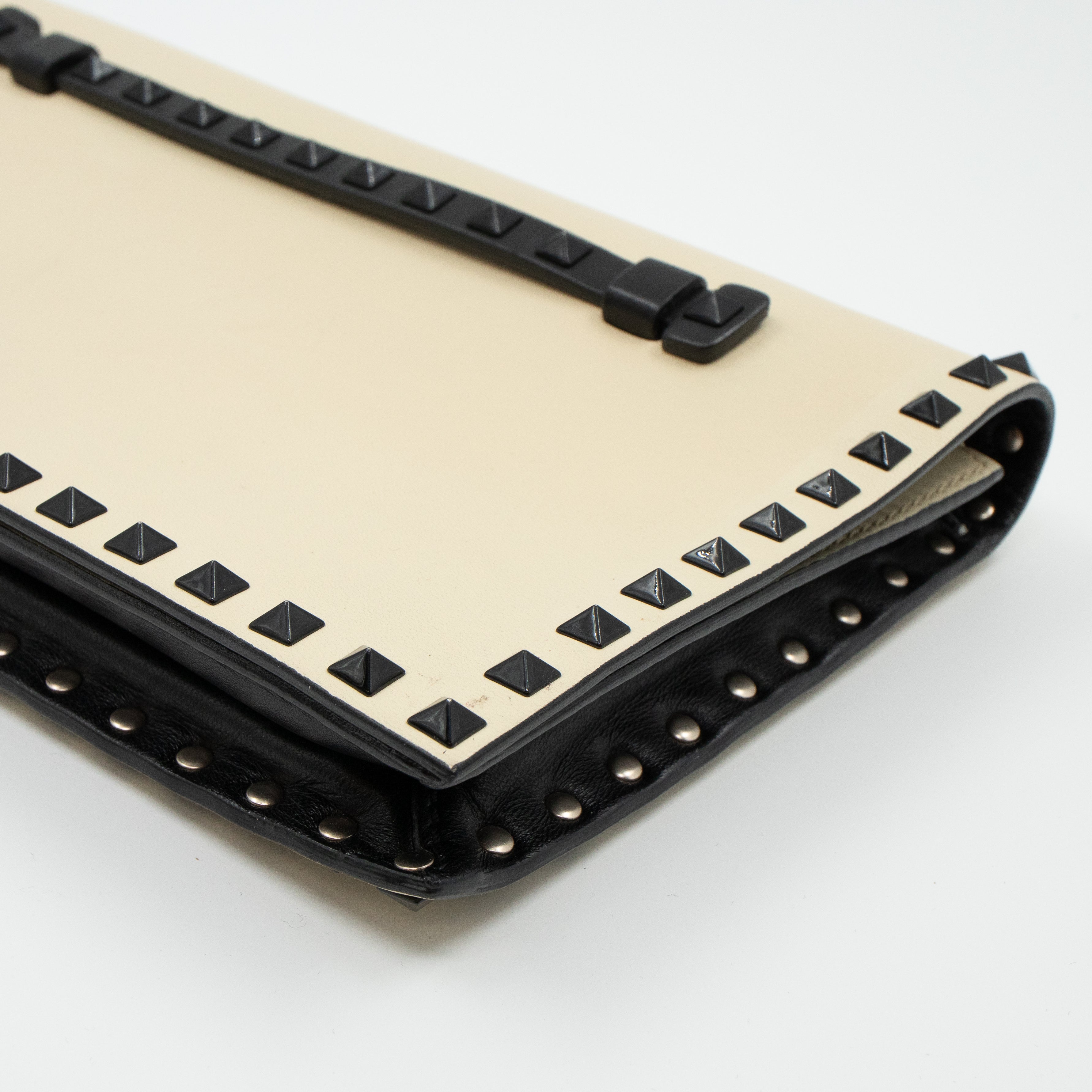 White Nappa Leather Rockstud Clutch