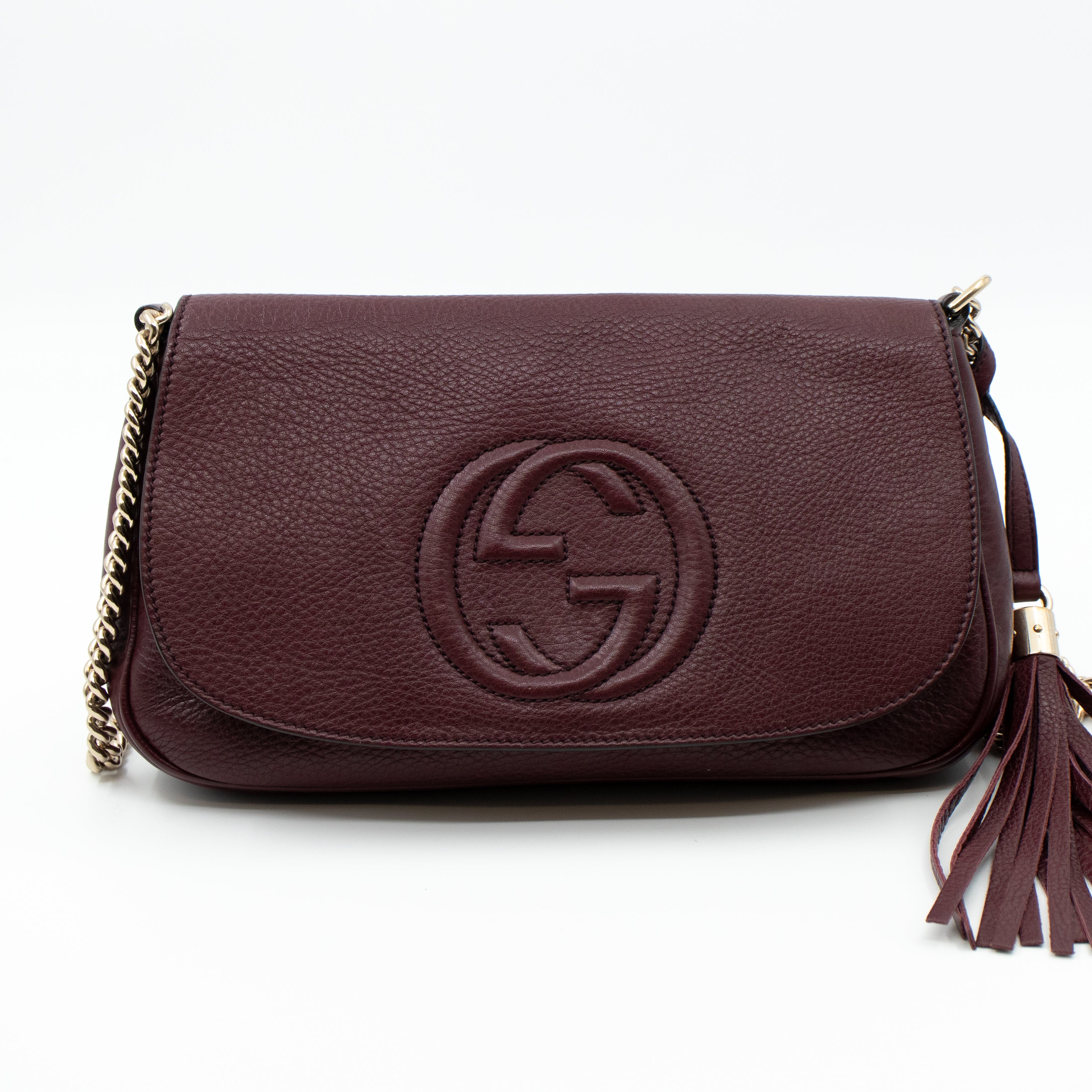 Soho Flap Chain Bag Burgundy Leather
